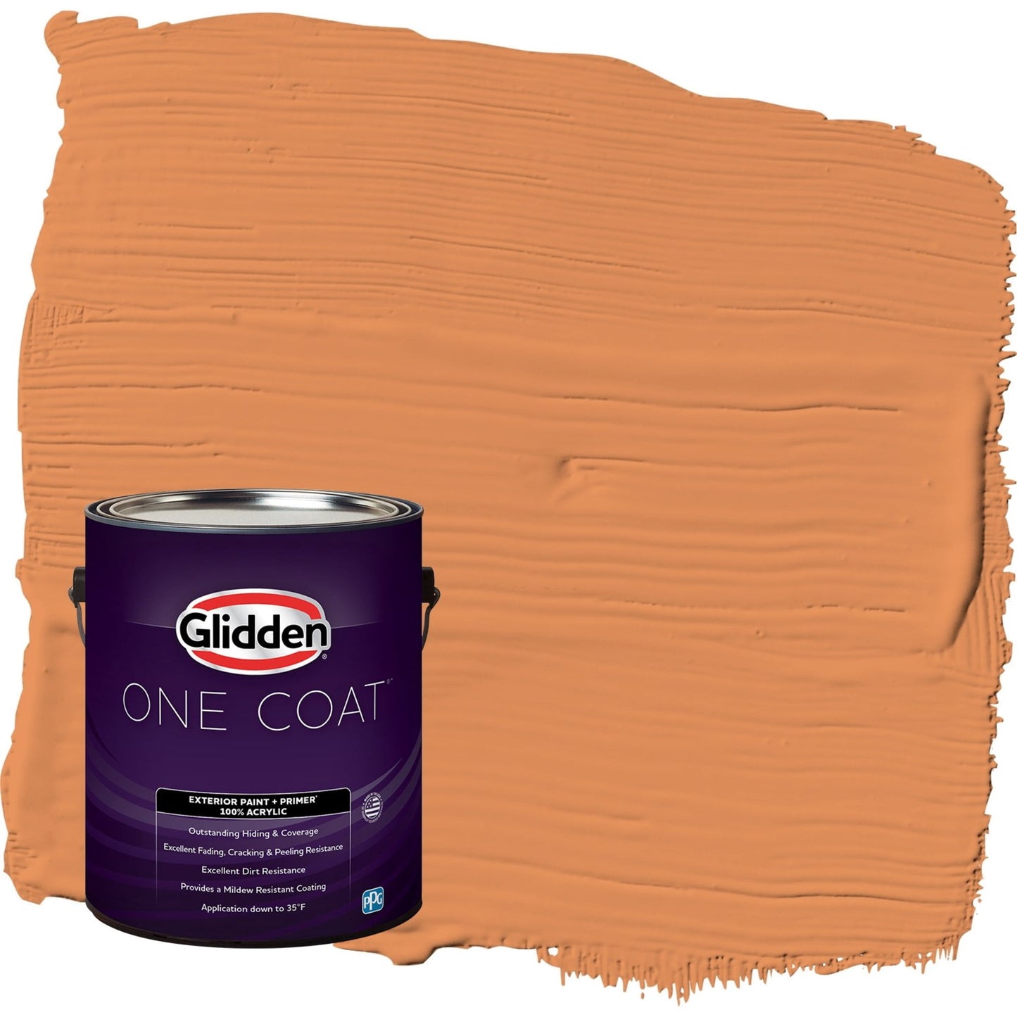 Glidden One Coat Carrot Cake / Orange Eggshell Interior Paint with Primer, 1 Gallon