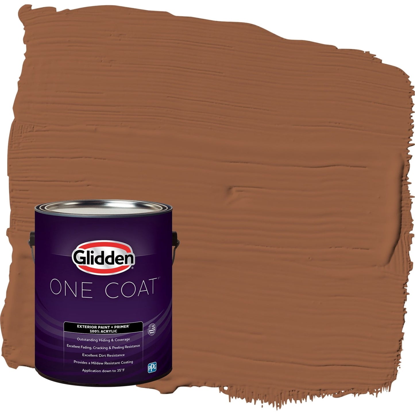 Glidden One Coat Cinnamon Spice / Orange Satin Exterior Paint with Primer, 1 Gallon