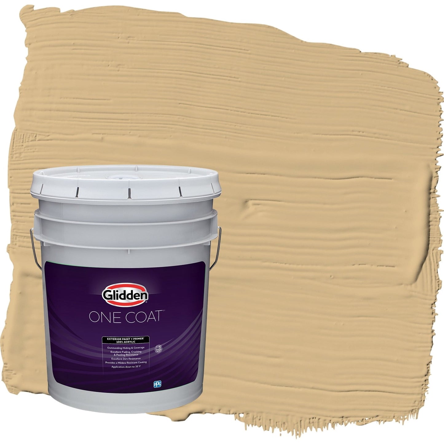 Glidden One Coat Craftsman Gold / Yellow Flat Exterior Paint with Primer, 5 Gallon