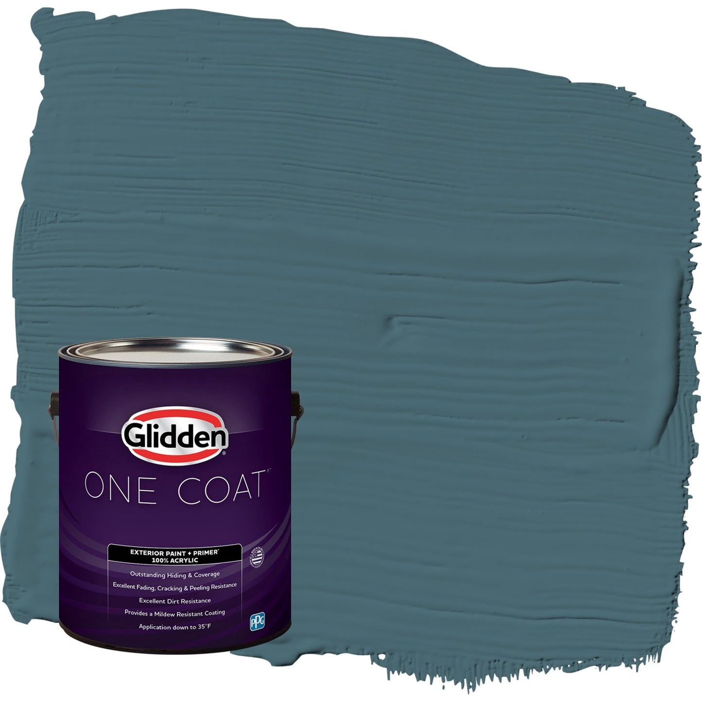Glidden One Coat Azalea Leaf / Blue Semi-Gloss Exterior Paint with Primer, 1 Gallon