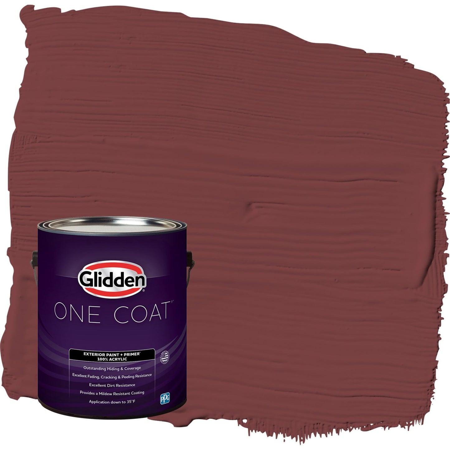 Glidden One Coat Bordeaux / Red Semi-Gloss Exterior Paint with Primer, 1 Gallon