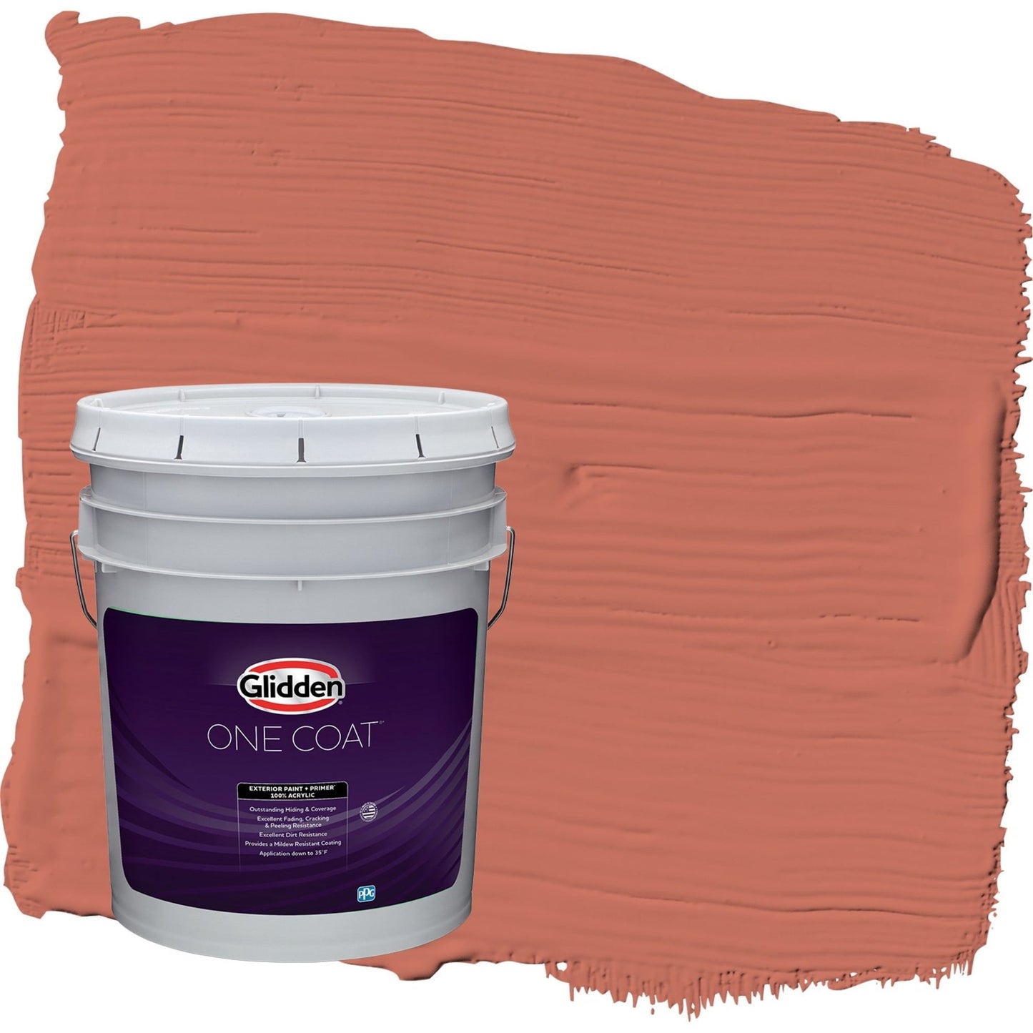 Glidden One Coat Pintura Exterior Semibrillante Cajún Spice / Naranja con Primer, 5 Galones