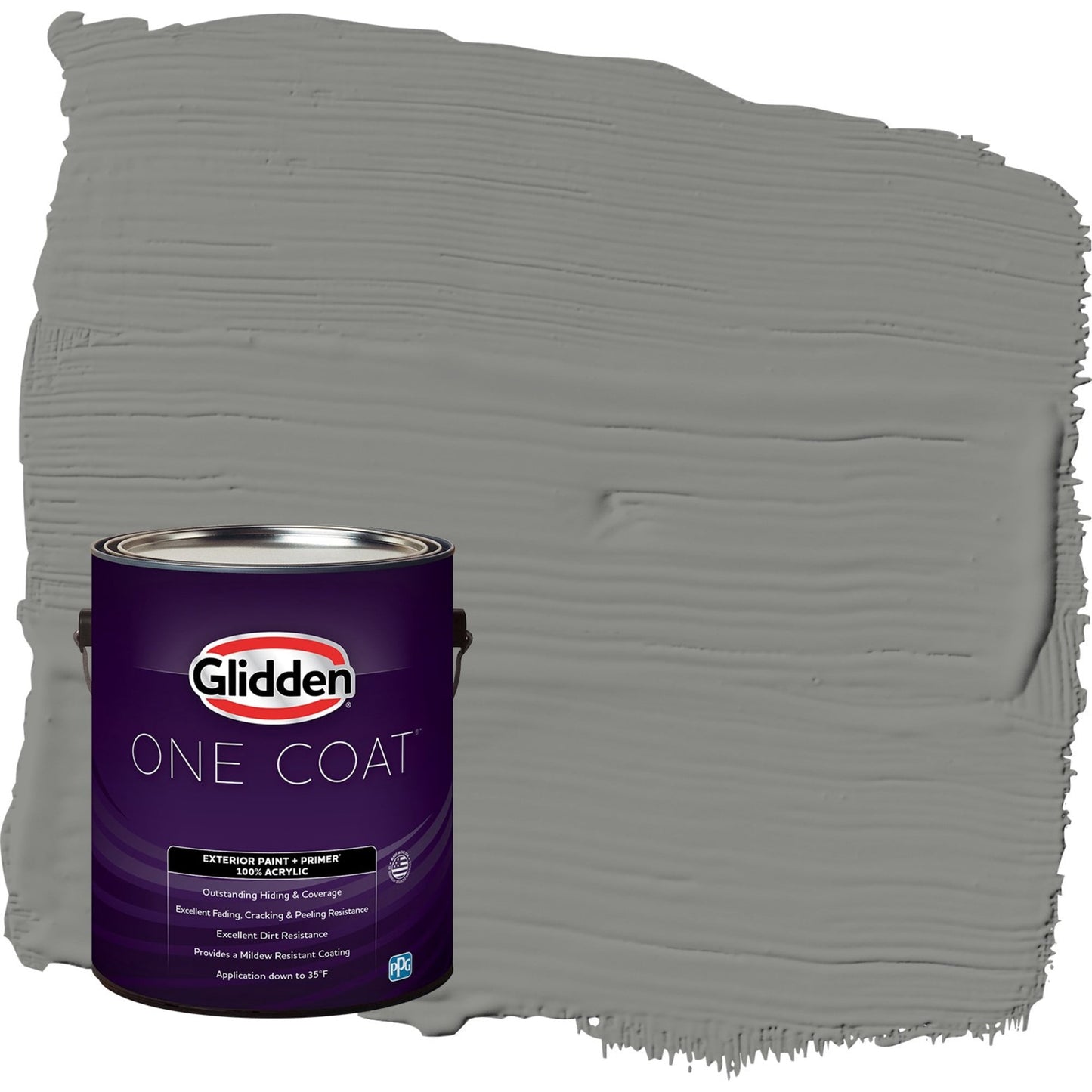 Glidden One Coat Downpour / Grey Satin Exterior Paint with Primer, 1 Gallon