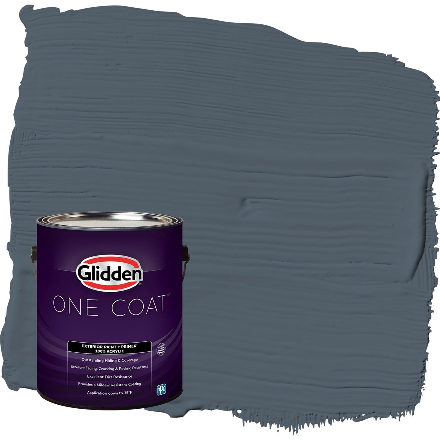 Glidden One Coat Goblin / Gray Satin Exterior Paint with Primer, 1 Gallon