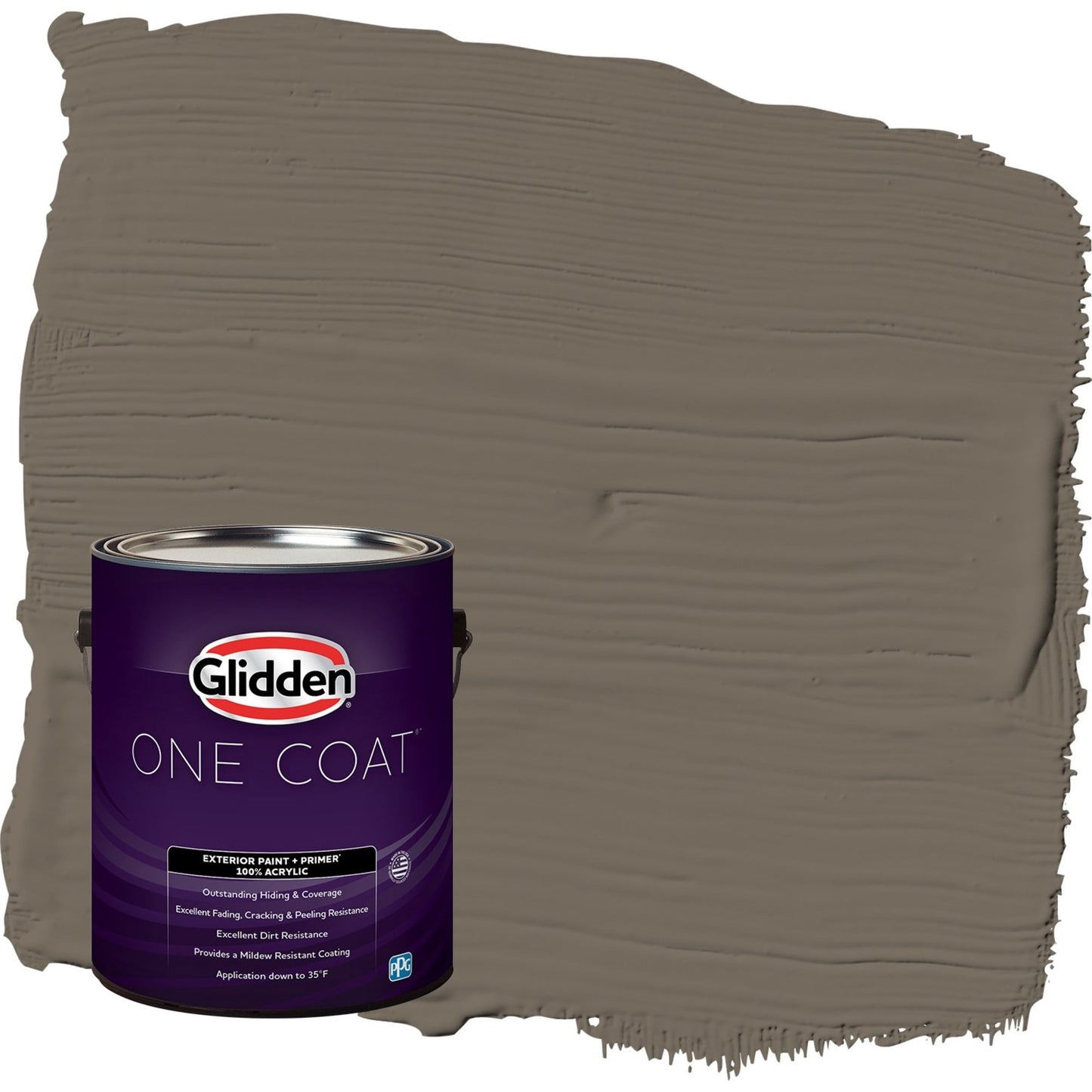 Glidden One Coat Granite / Brown Satin Exterior Paint with Primer, 1 Gallon