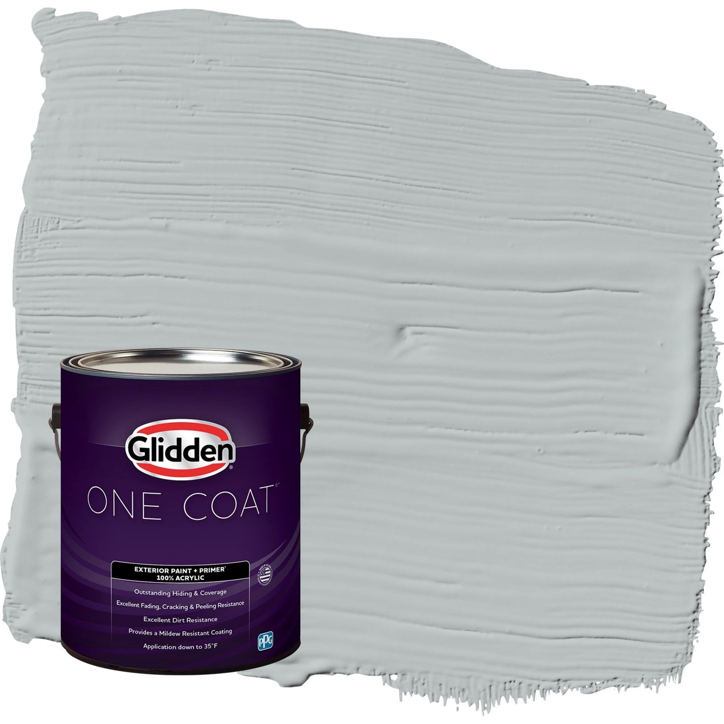 Glidden One Coat Maiden Mist / Gray Satin Exterior Paint with Primer, 1 Gallon