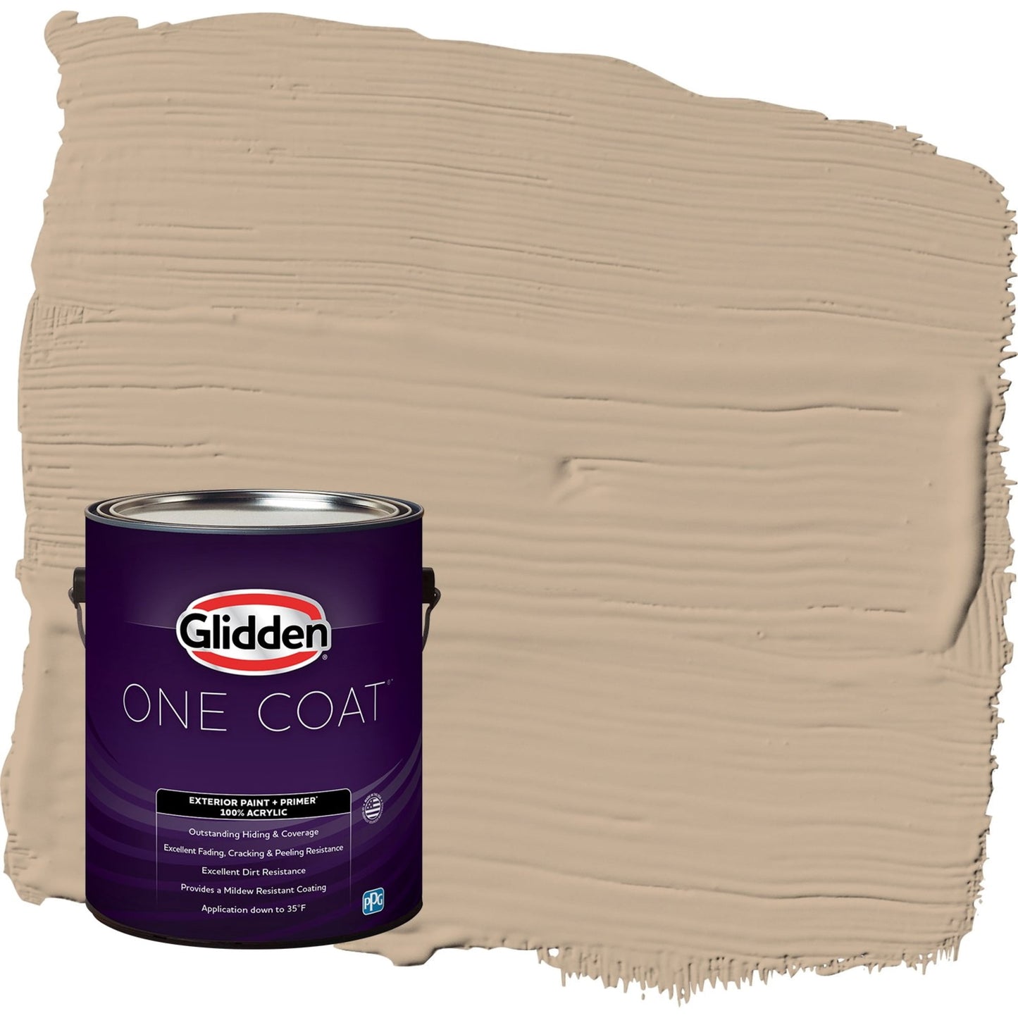 Glidden One Coat Persuasion / Beige Flat Exterior Paint with Primer, 1 Gallon
