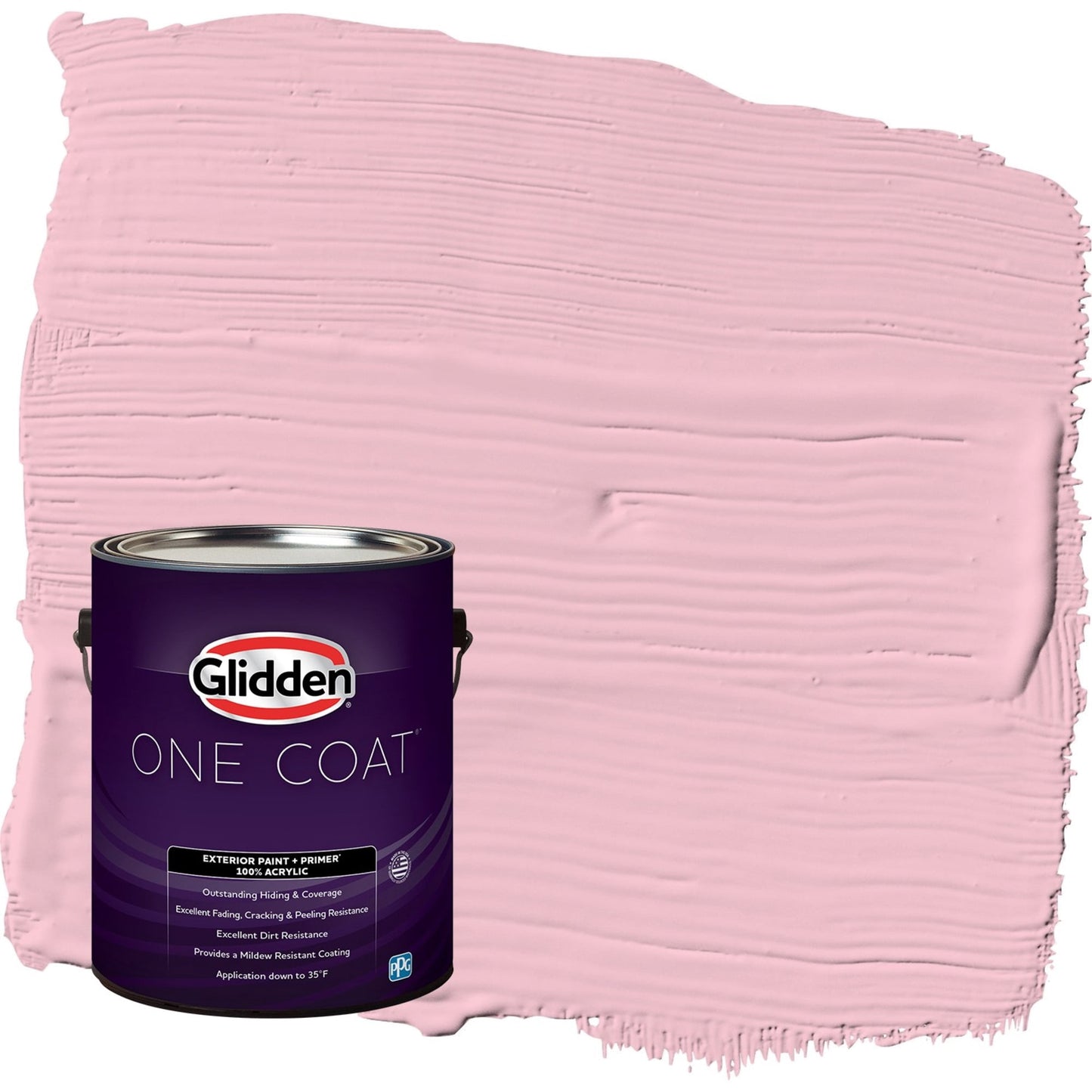 Glidden One Coat Rose Melody / Pink Flat Exterior Paint with Primer, 1 Gallon