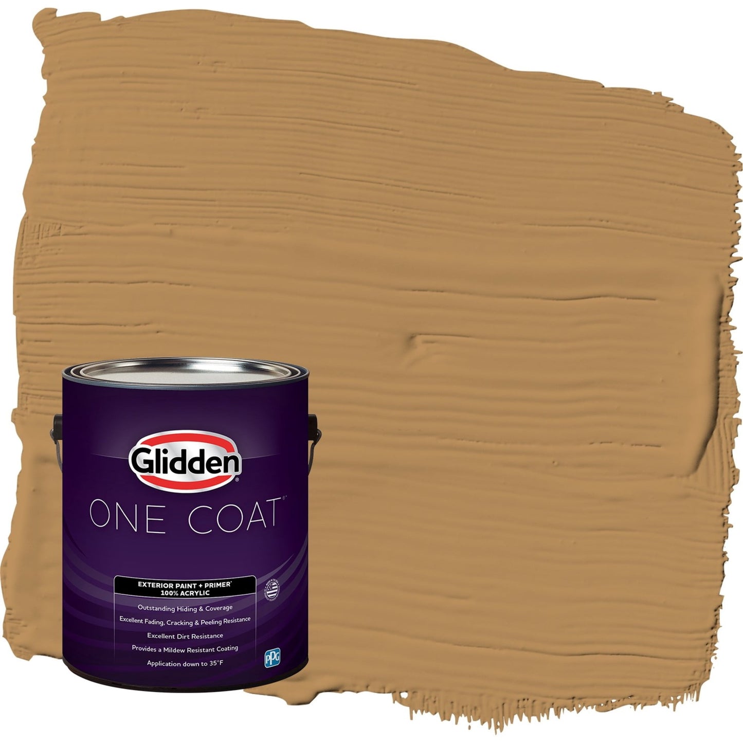 Glidden One Coat Allegro / Tan Semi-Gloss Exterior Paint with Primer, 1 Gallon