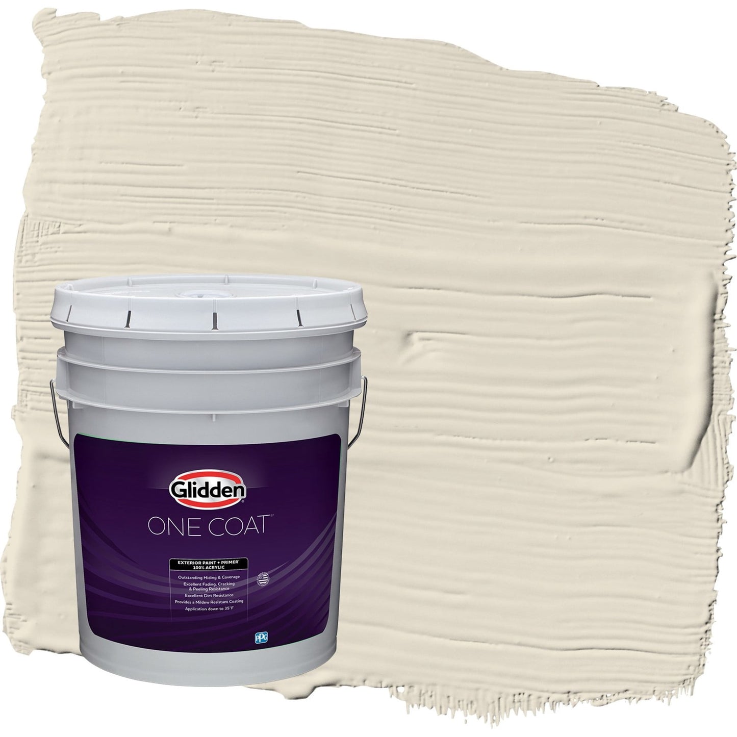 Glidden One Coat Antique White / Off White Flat Exterior Paint with Primer, 5 Gallon