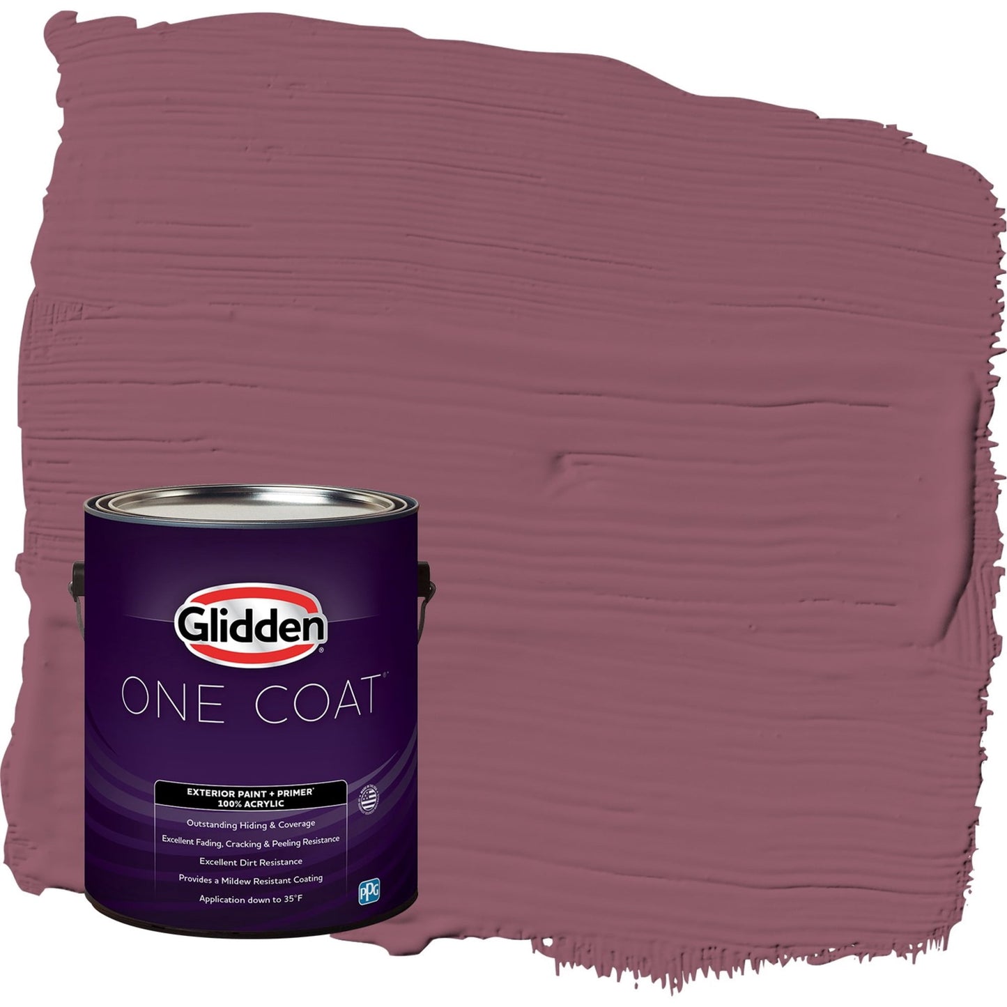 Glidden One Coat Cabernet / Purple Satin Exterior Paint with Primer, 1 Gallon