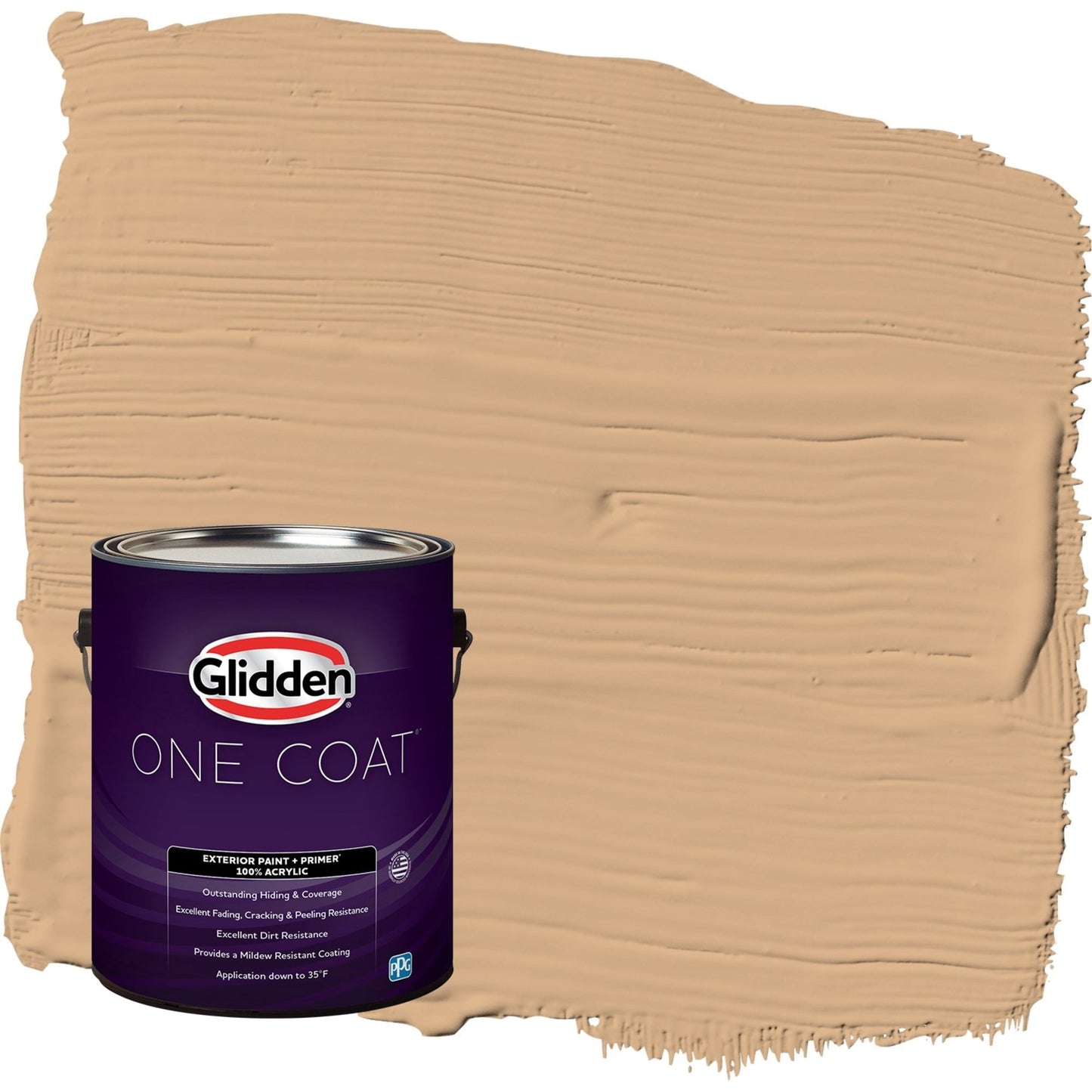 Glidden One Coat Cheddar Biscuit / Orange Semi-Gloss Exterior Paint with Primer, 1 Gallon