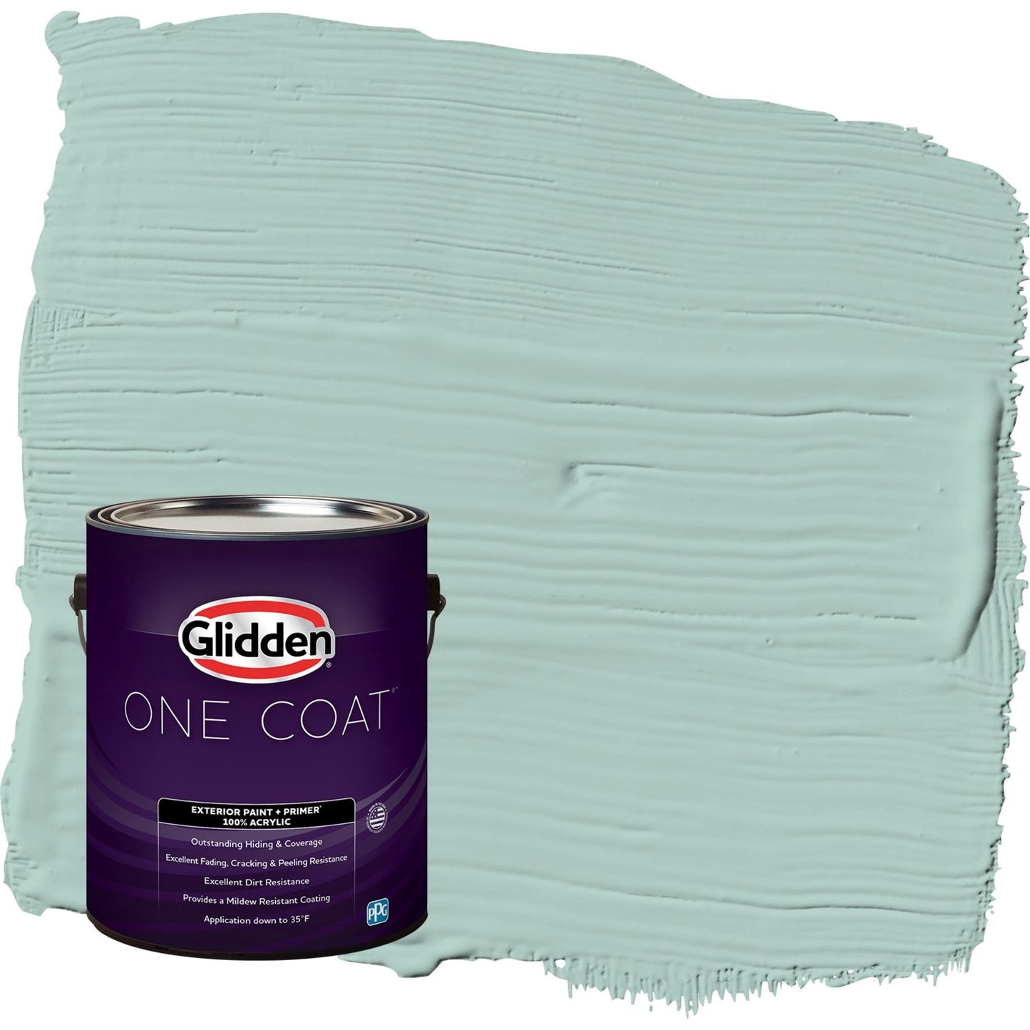 Glidden One Coat Copenhagen / Green Satin Exterior Paint with Primer, 1 Gallon