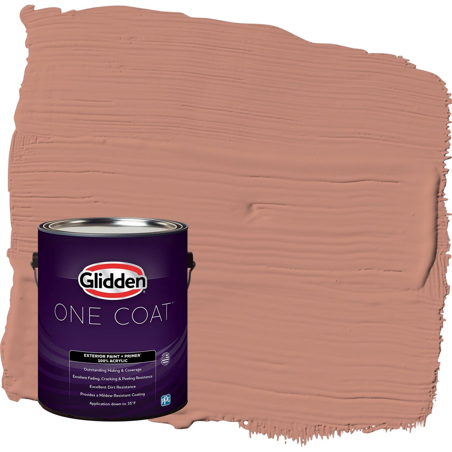 Glidden One Coat Copper Trail / Orange Flat Exterior Paint with Primer, 1 Gallon