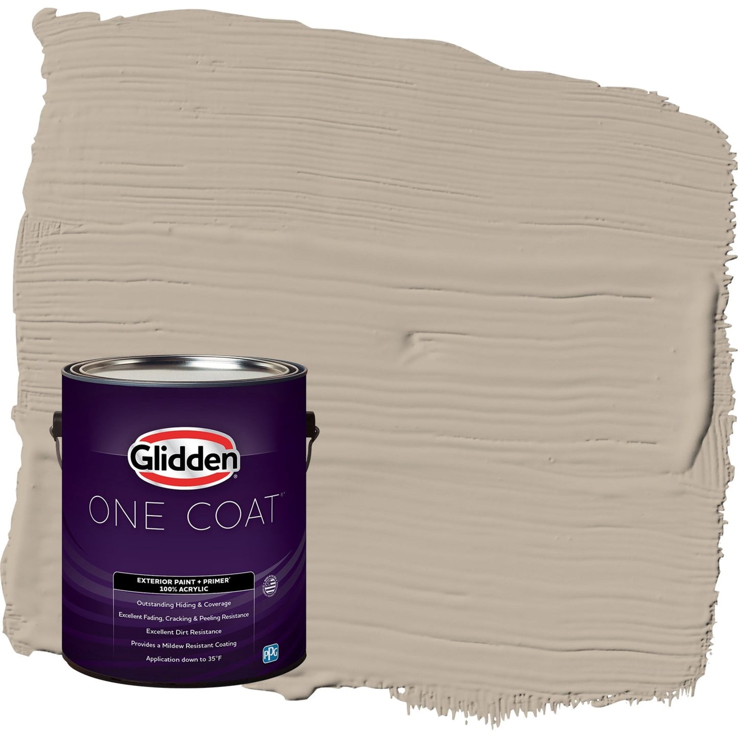 Glidden One Coat Discover / Beige Flat Exterior Paint with Primer, 1 Gallon