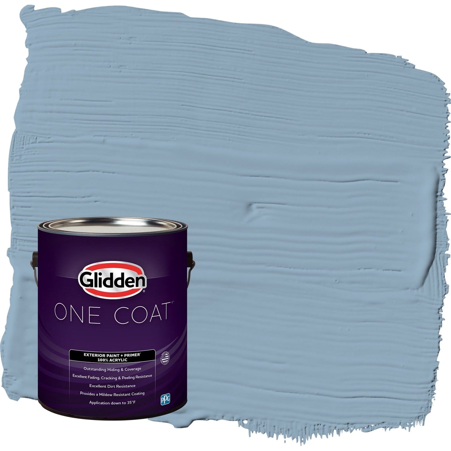 Glidden One Coat Dresden Dream / Blue Satin Exterior Paint with Primer, 1 Gallon