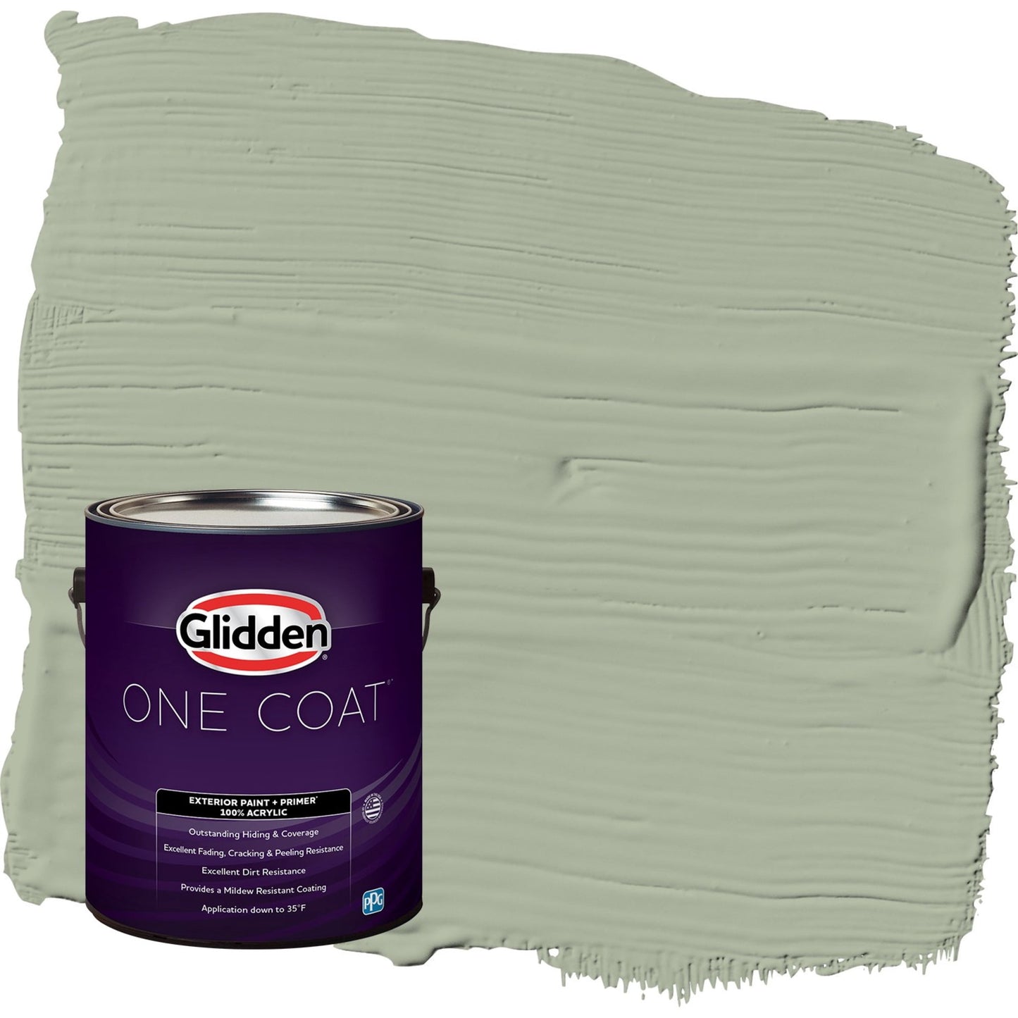 Glidden One Coat Gargoyle / Green Flat Exterior Paint with Primer, 1 Gallon