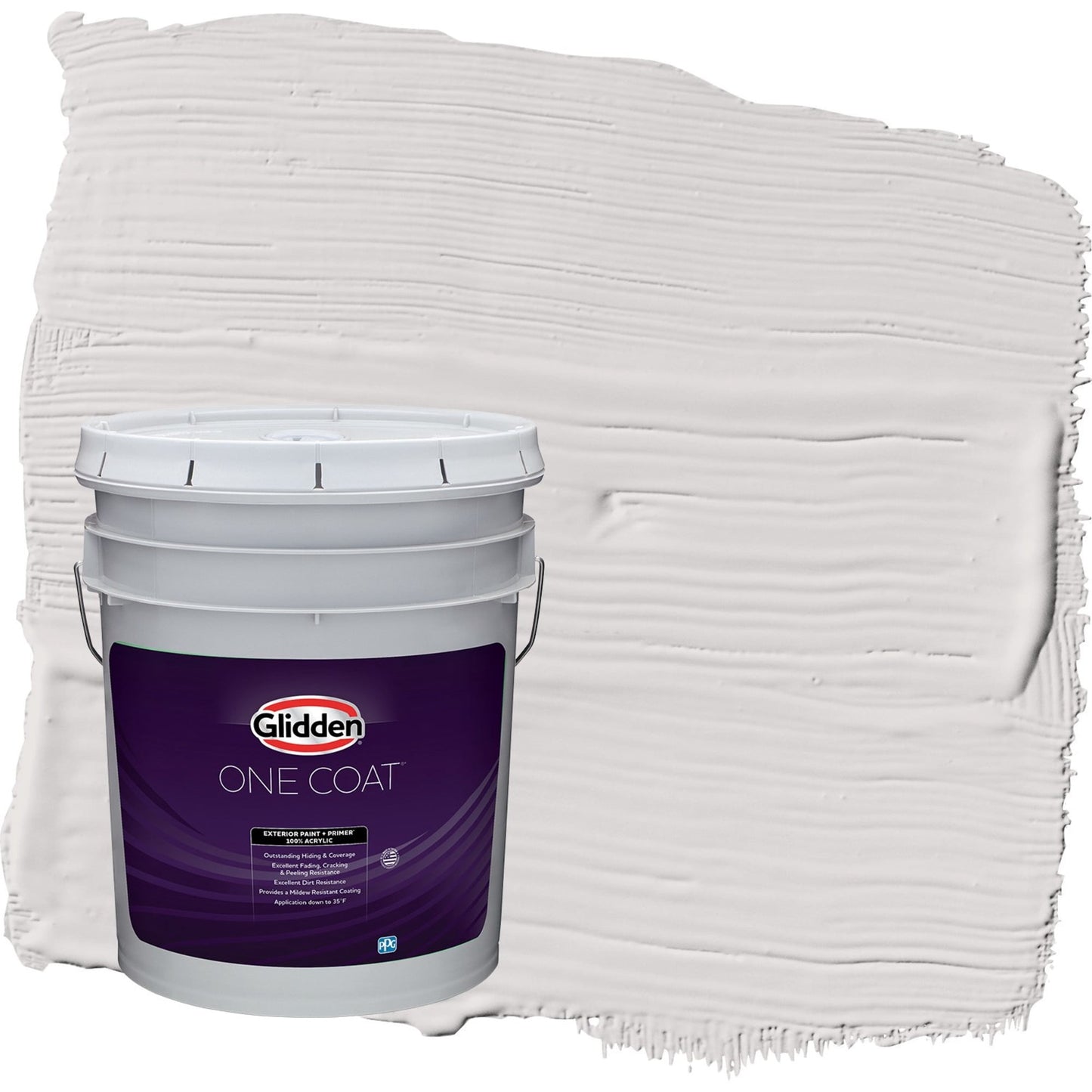 Glidden One Coat Go To Gray / Grey Satin Exterior Paint with Primer, 5 Gallon