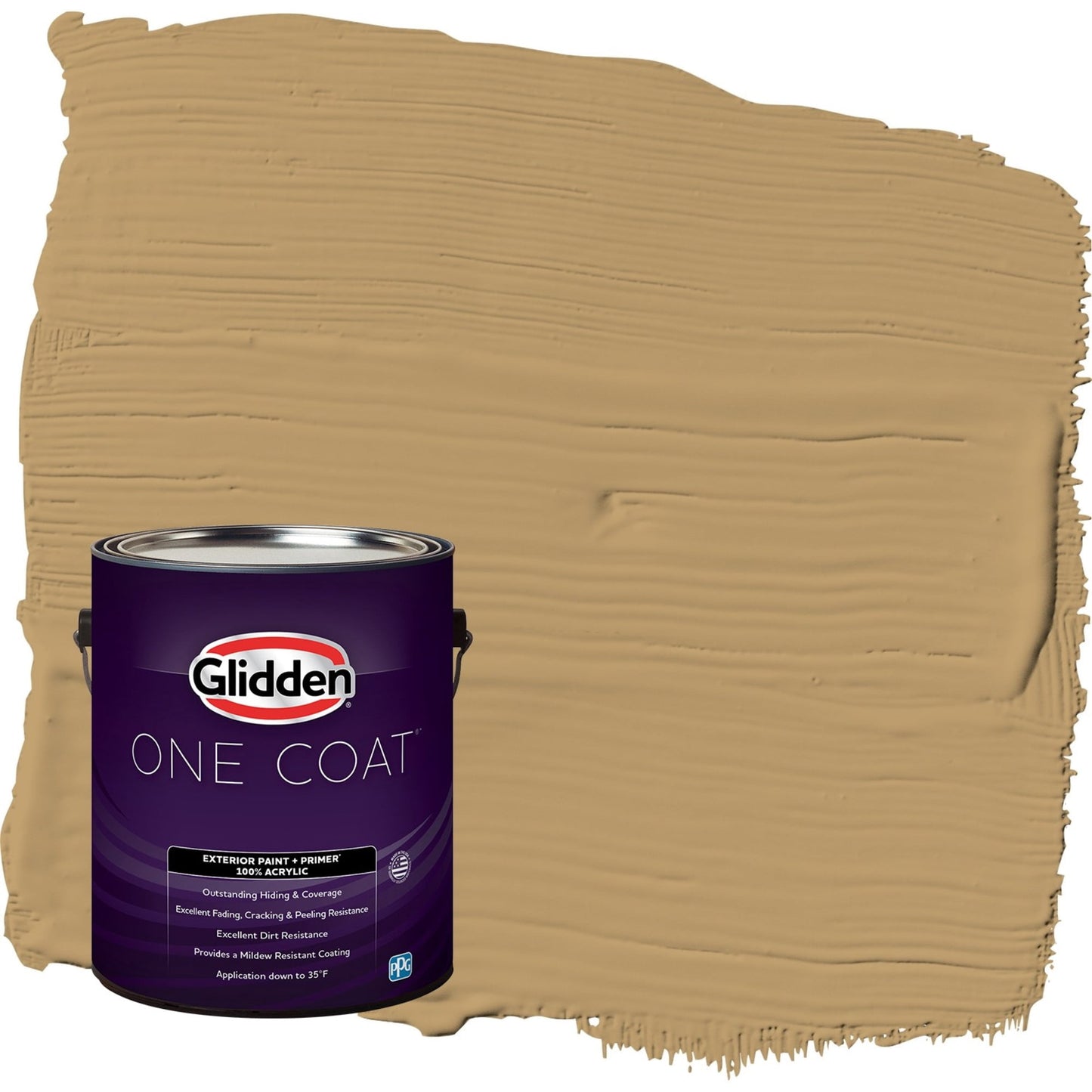 Glidden One Coat Golden Granola / Beige Flat Exterior Paint with Primer, 1 Gallon