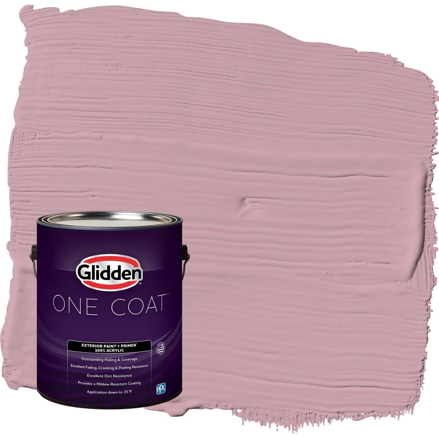 Glidden One Coat Lighthearted Rose / Purple Satin Exterior Paint with Primer, 1 Gallon