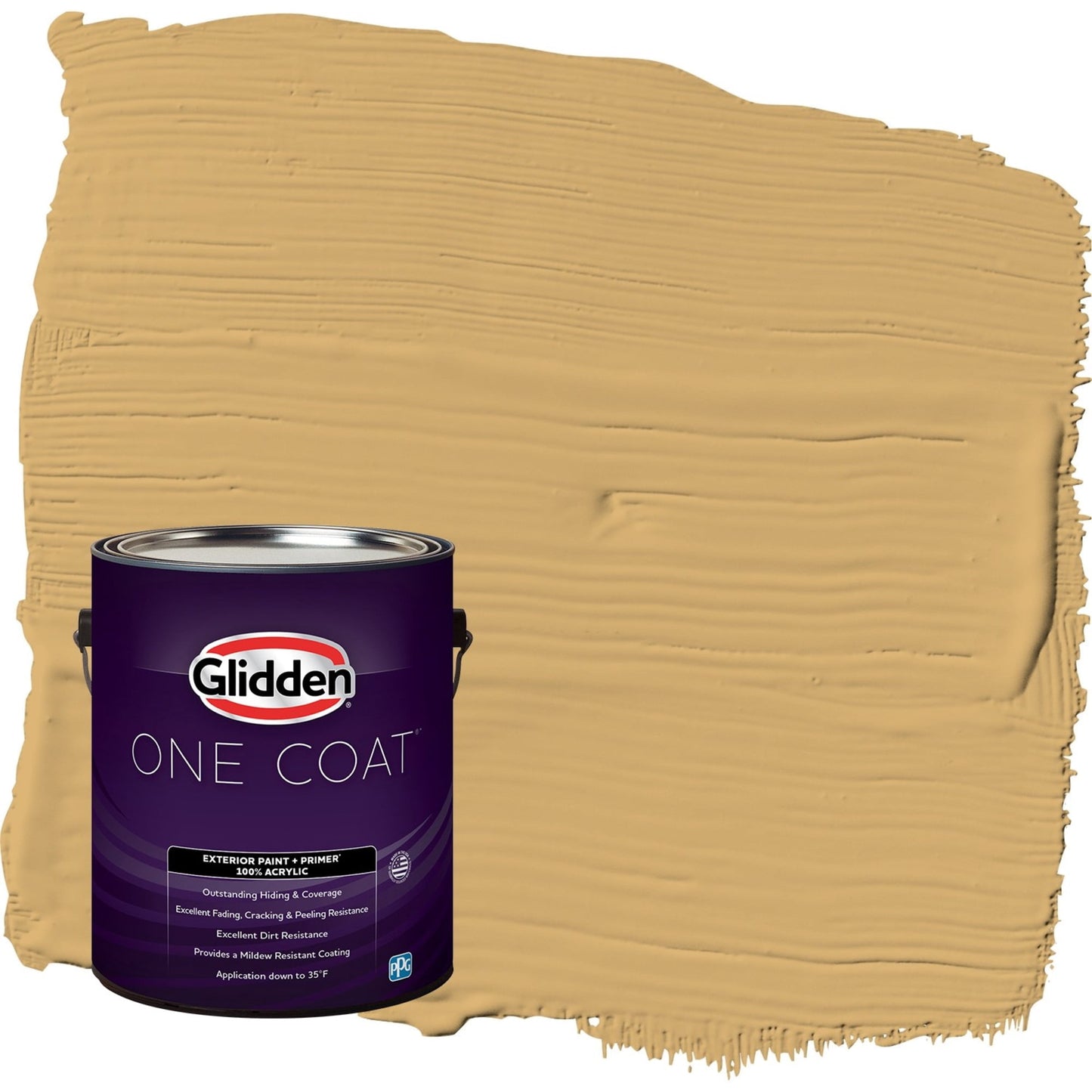 Glidden One Coat More Maple / Yellow Satin Exterior Paint with Primer, 1 Gallon