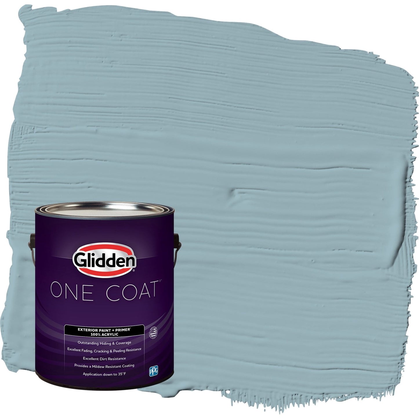 Glidden One Coat Mountain Stream / Blue Flat Exterior Paint with Primer, 1 Gallon