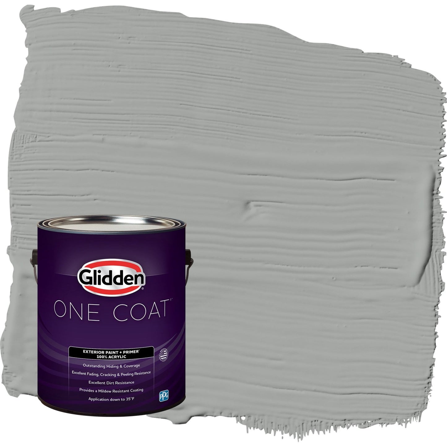 Glidden One Coat Stepping Stone / Gray Semi-Gloss Exterior Paint with Primer, 1 Gallon