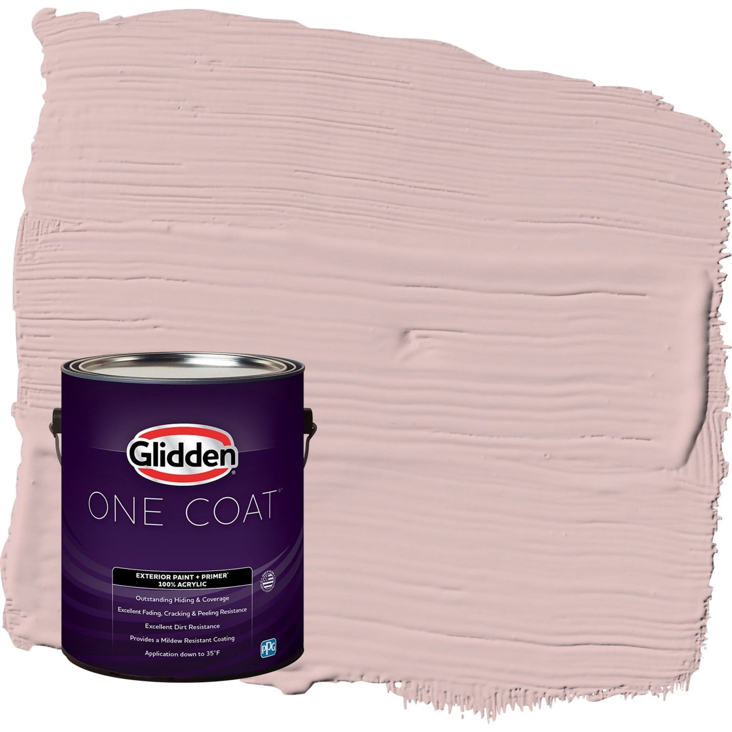 Glidden One Coat Tea Time / Pink Flat Exterior Paint with Primer, 1 Gallon