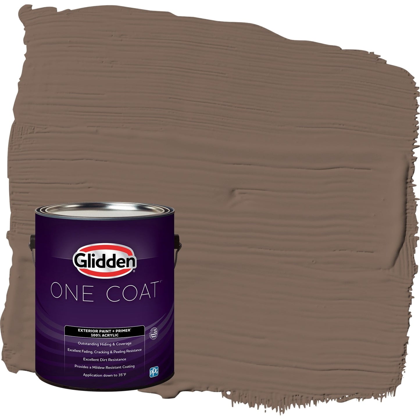 Glidden One Coat Warrior / Brown Flat Exterior Paint with Primer, 1 Gallon