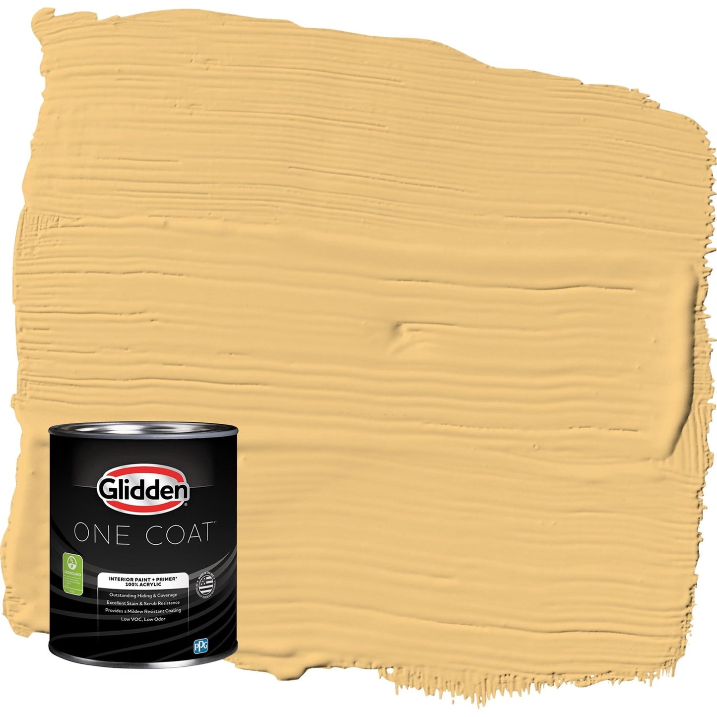 Glidden One Coat Gold Buff / Yellow Flat Interior Paint with Primer, 1 Quart
