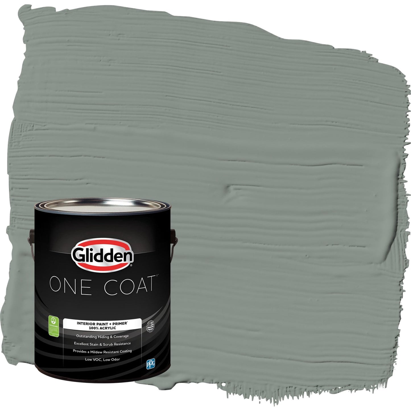 Glidden One Coat Gray Heron / Grey Semi-Gloss Interior Paint with Primer, 1 Gallon