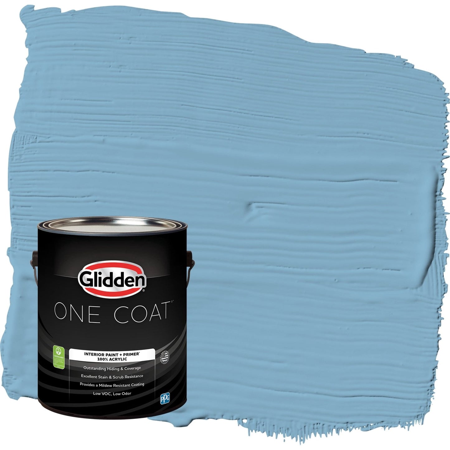 Glidden One Coat Arabella / Blue Semi-Gloss Interior Paint with Primer, 1 Gallon