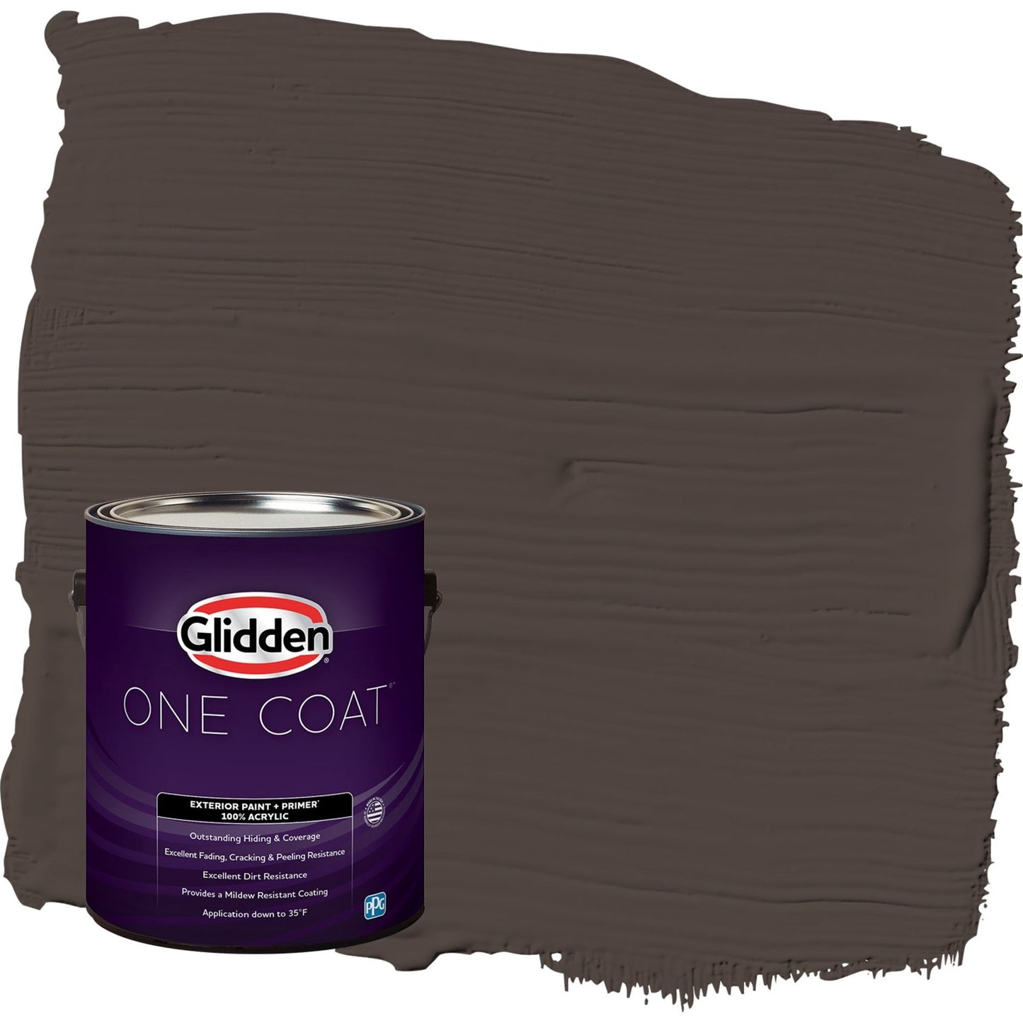 Glidden One Coat Pintura Interior y Primer, Granito Oscuro / Marrón, 1 Cuarto, Semi-brillante