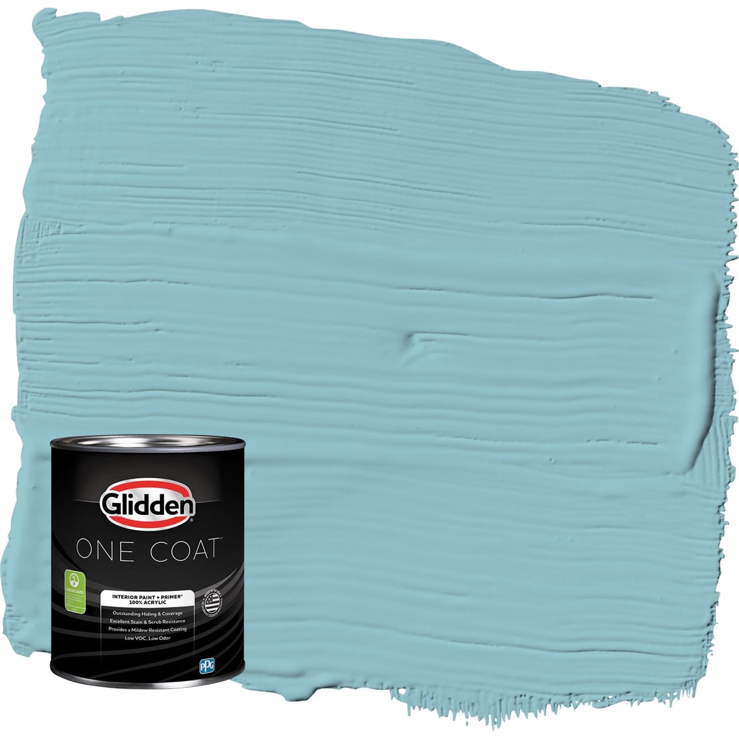 Glidden One Coat Kingston Aqua / Blue Semi-Gloss Interior Paint with Primer, 1 Quart