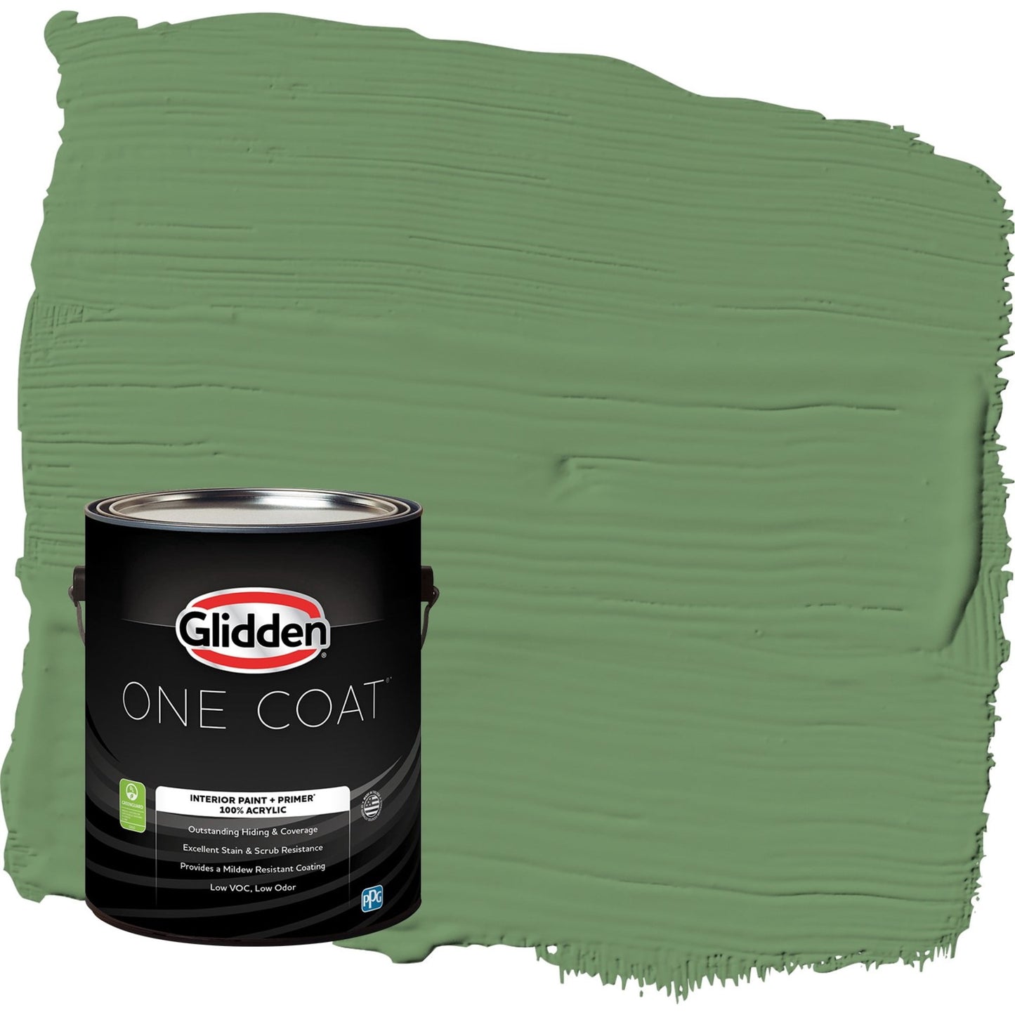 Glidden One Coat Moss Ring / Green Eggshell Interior Paint with Primer, 1 Gallon