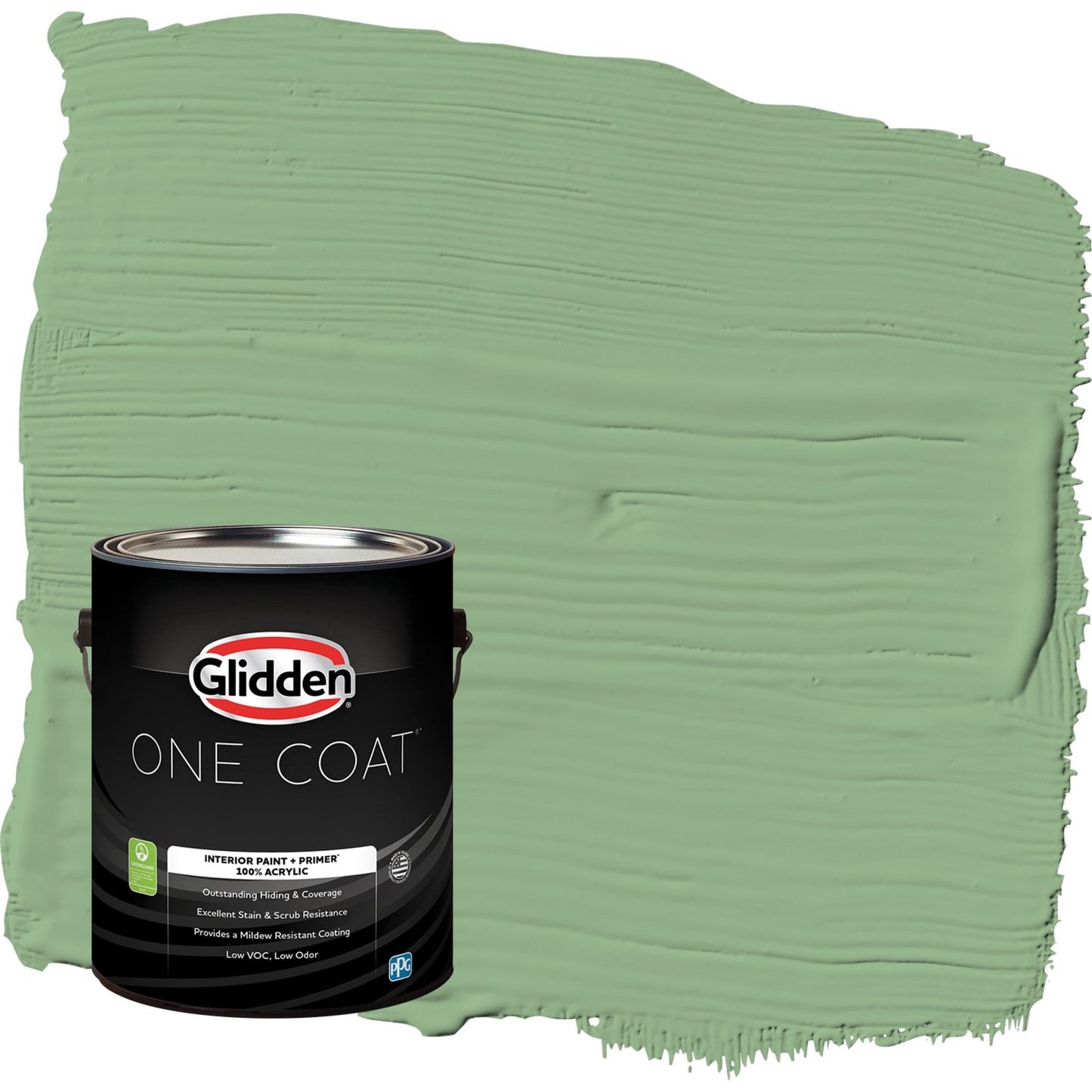 Glidden One Coat Pear Cactus / Green Eggshell Interior Paint with Primer, 1 Gallon