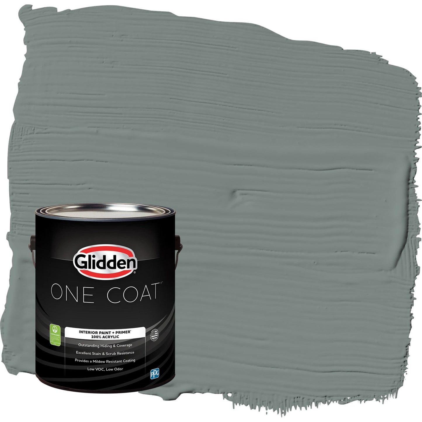 Glidden One Coat Thunderbolt / Gray Eggshell Interior Paint with Primer, 1 Gallon