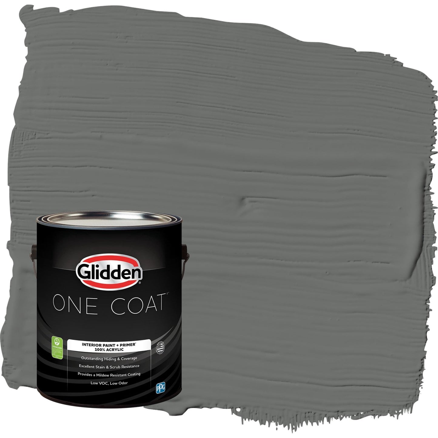 Glidden One Coat Up in Smoke / Gray Semi-Gloss Interior Paint with Primer, 1 Gallon