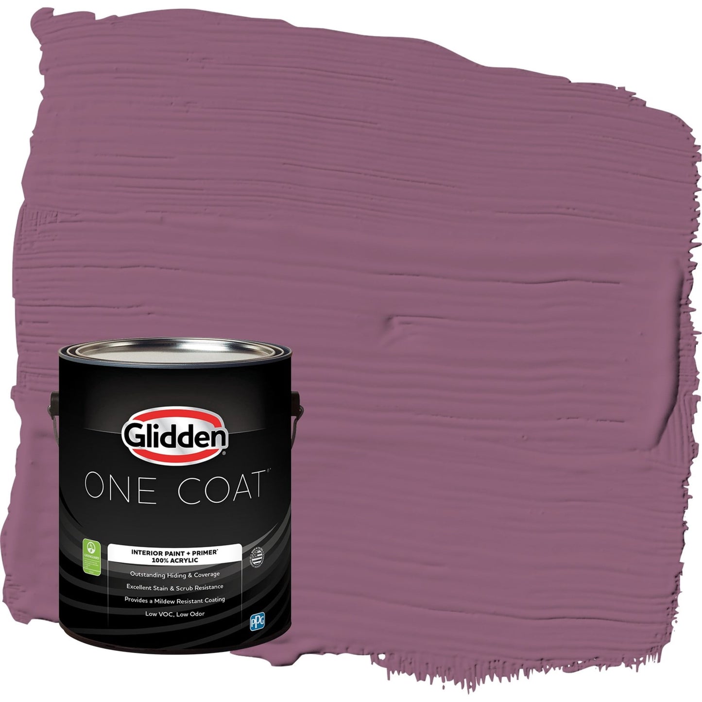 Glidden One Coat Pintura Interior y Primer, Ciruela Victoriana / Púrpura, 1 Cuarto, Semi-brillante