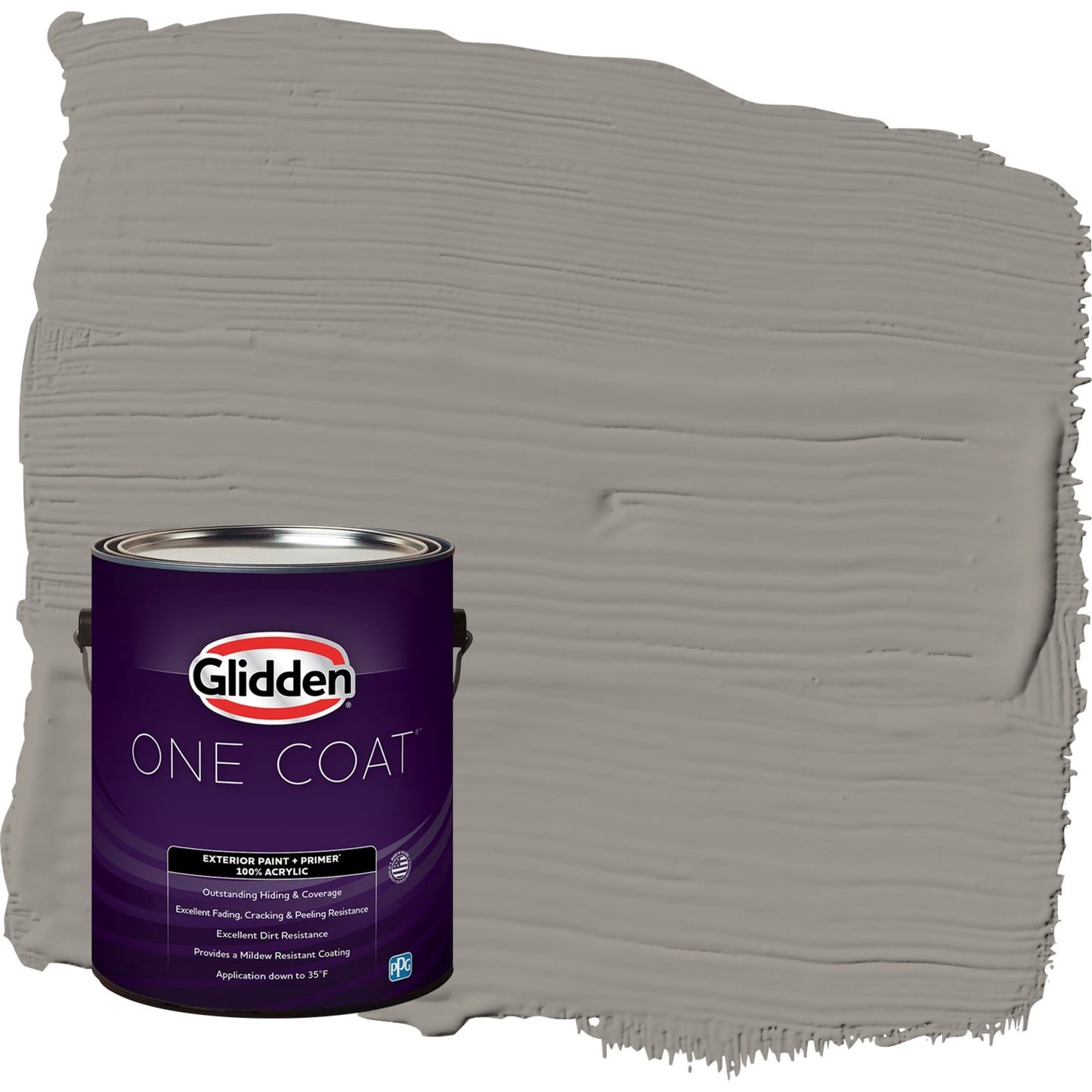 Glidden One Coat Lazy Afternoon / Gray Flat Exterior Paint with Primer, 1 Gallon