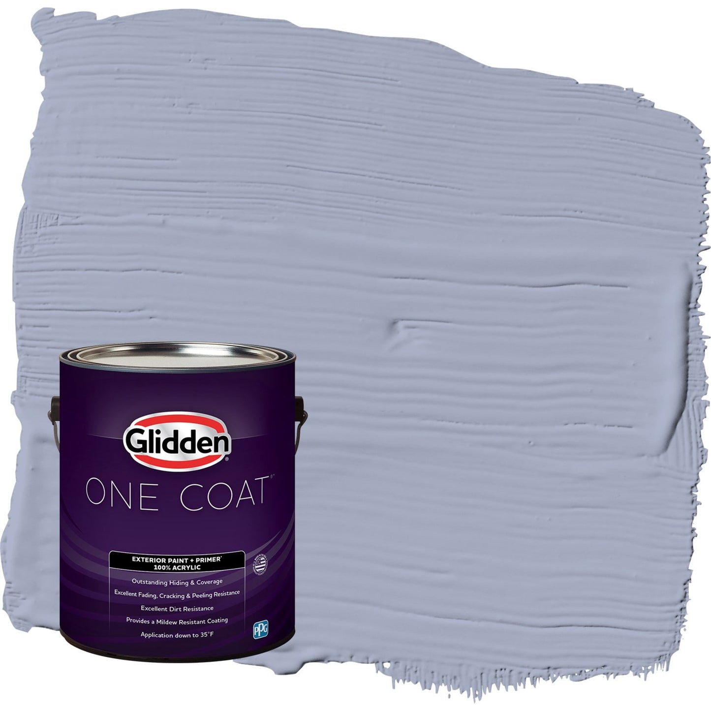 Glidden One Coat Lilac Time / Purple Satin Exterior Paint with Primer, 1 Gallon