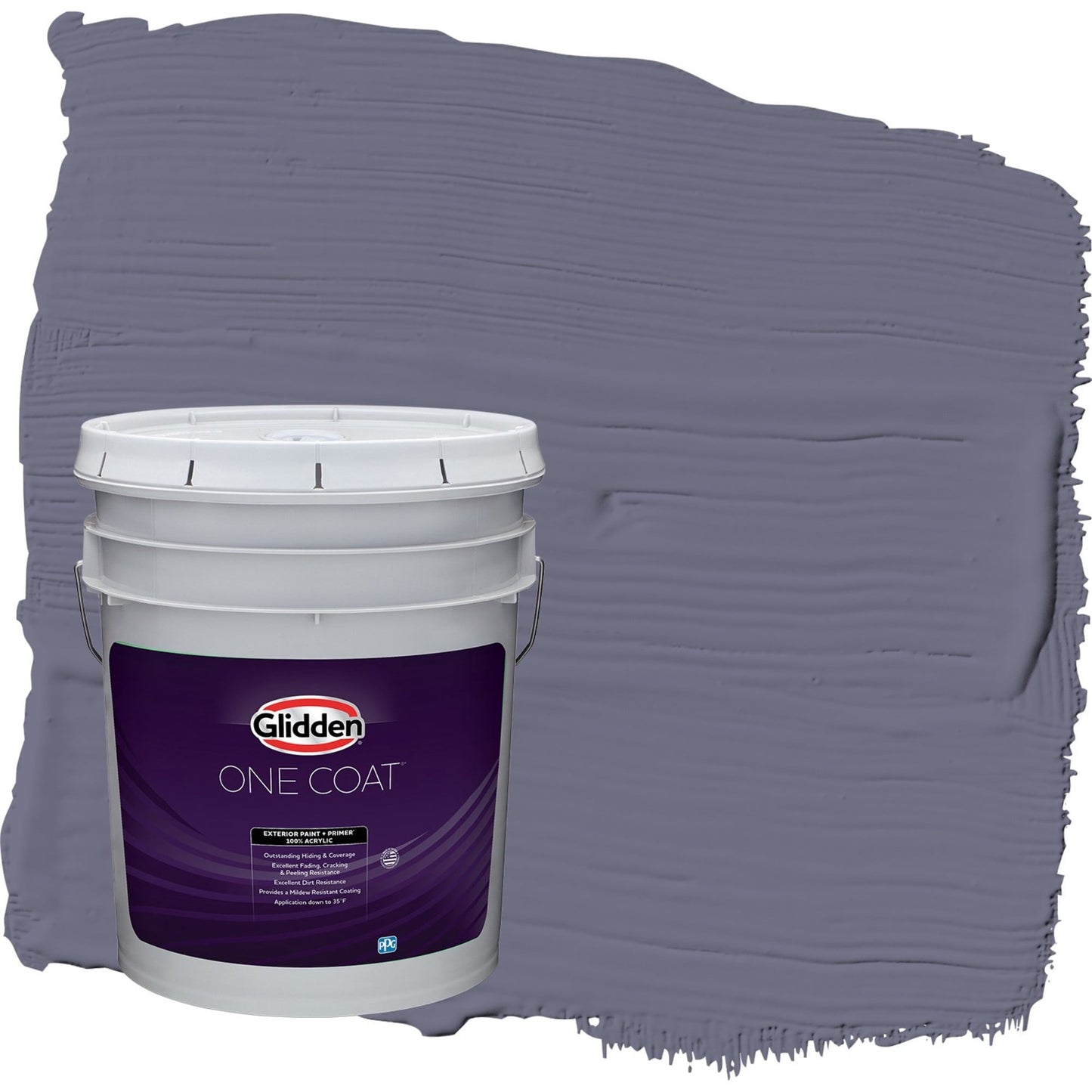 Glidden One Coat Old Mill Blue / Purple Flat Exterior Paint with Primer, 5 Gallon
