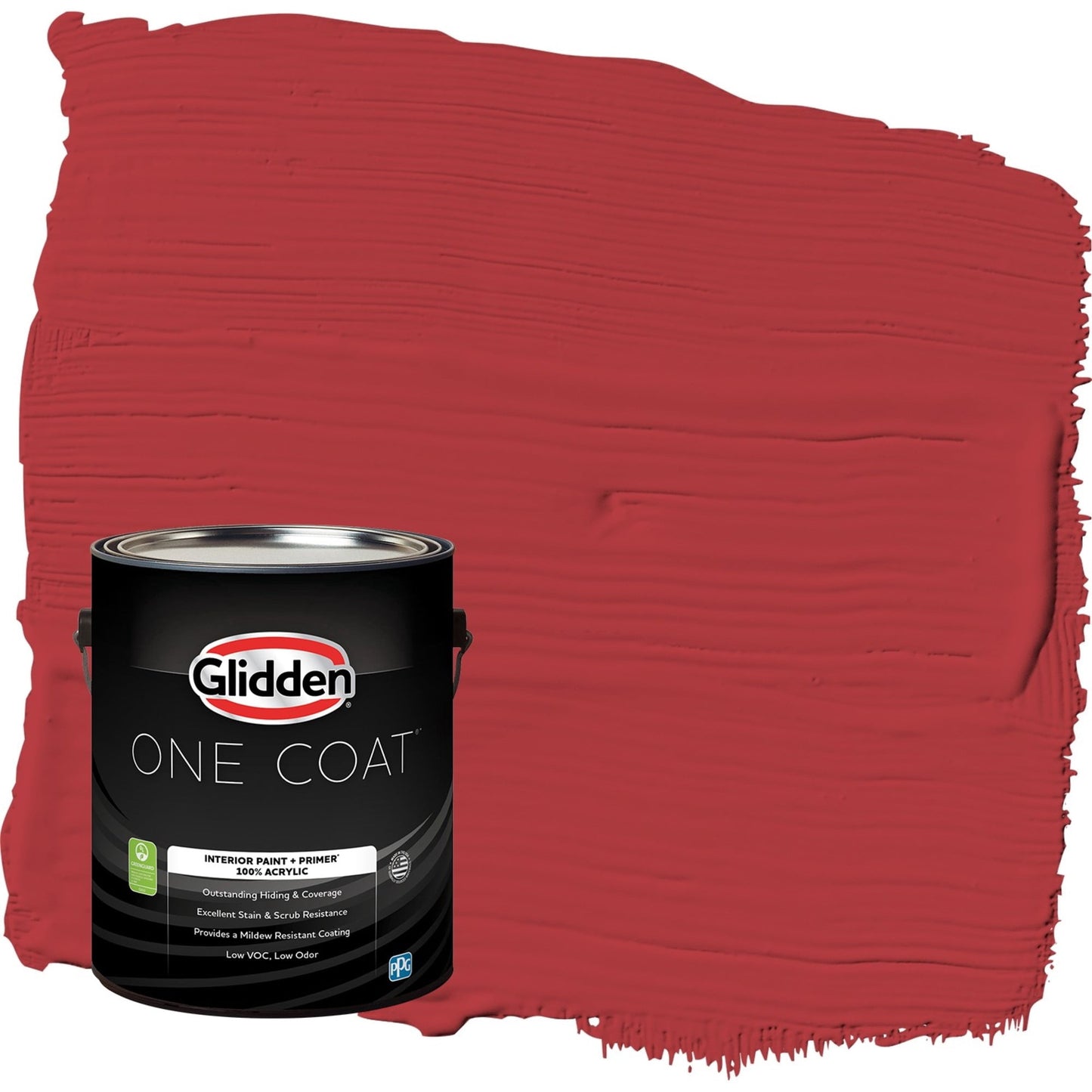 Glidden One Coat Red Gumball / Red Eggshell Interior Paint with Primer, 1 Gallon
