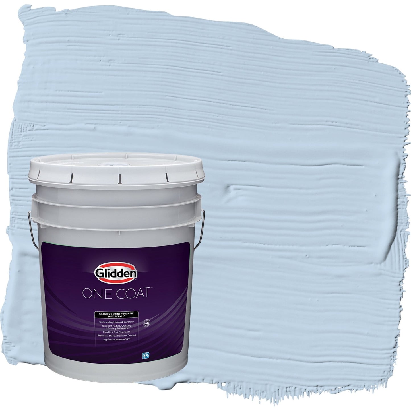 Glidden One Coat Pintura Exterior Satinada Azul con Primer, 5 Galones