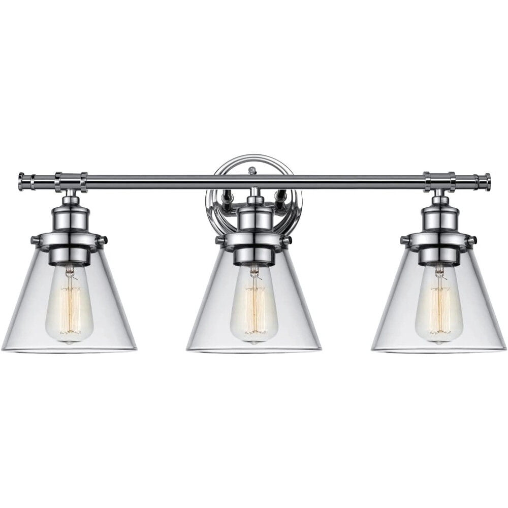 Globe Electric Parker 3-Light Chrome Vanity Light with Clear Glass Shades ,51445