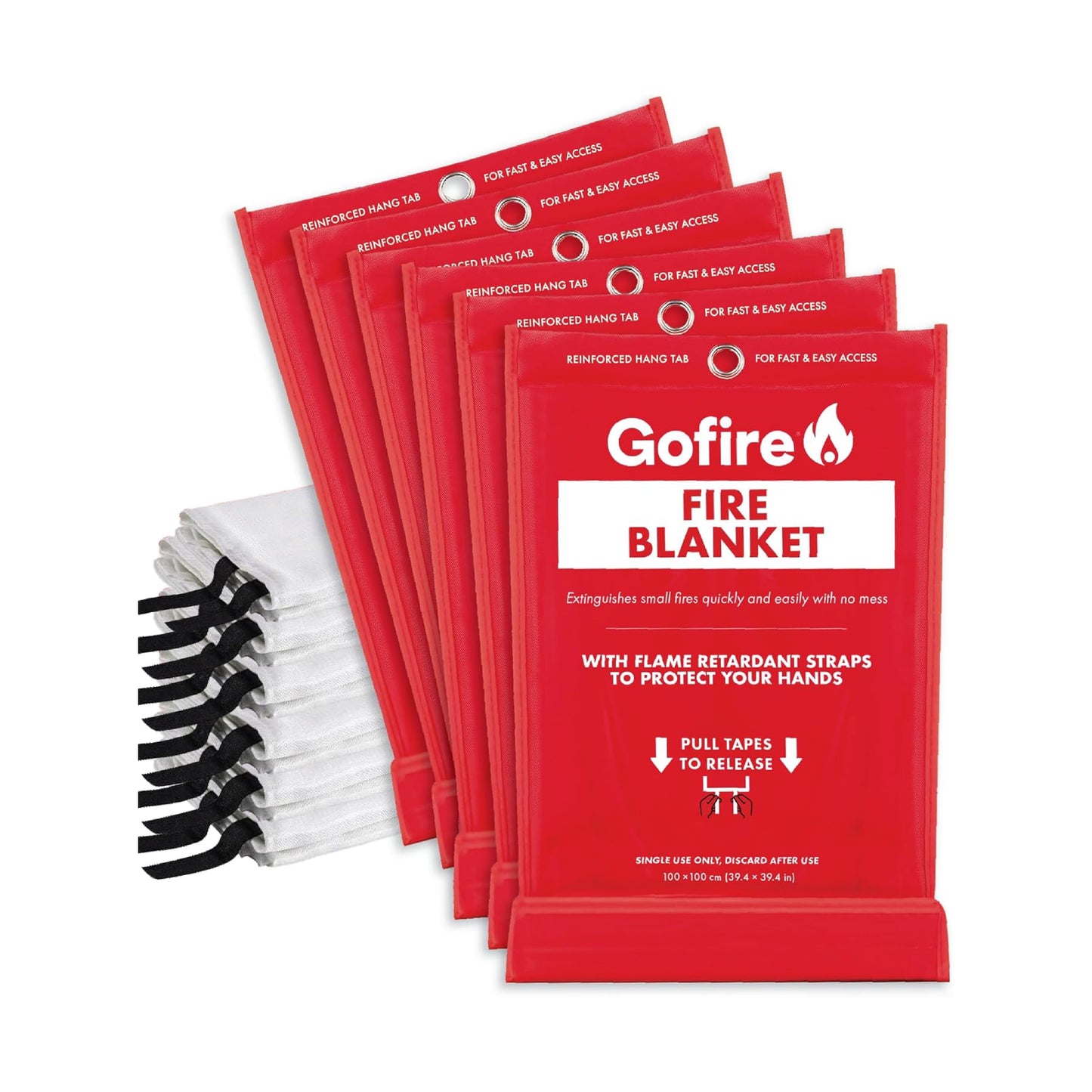 Gofire Fiberglass Fire Blanket 39x39 inches Emergency Suppression - 6 Pack