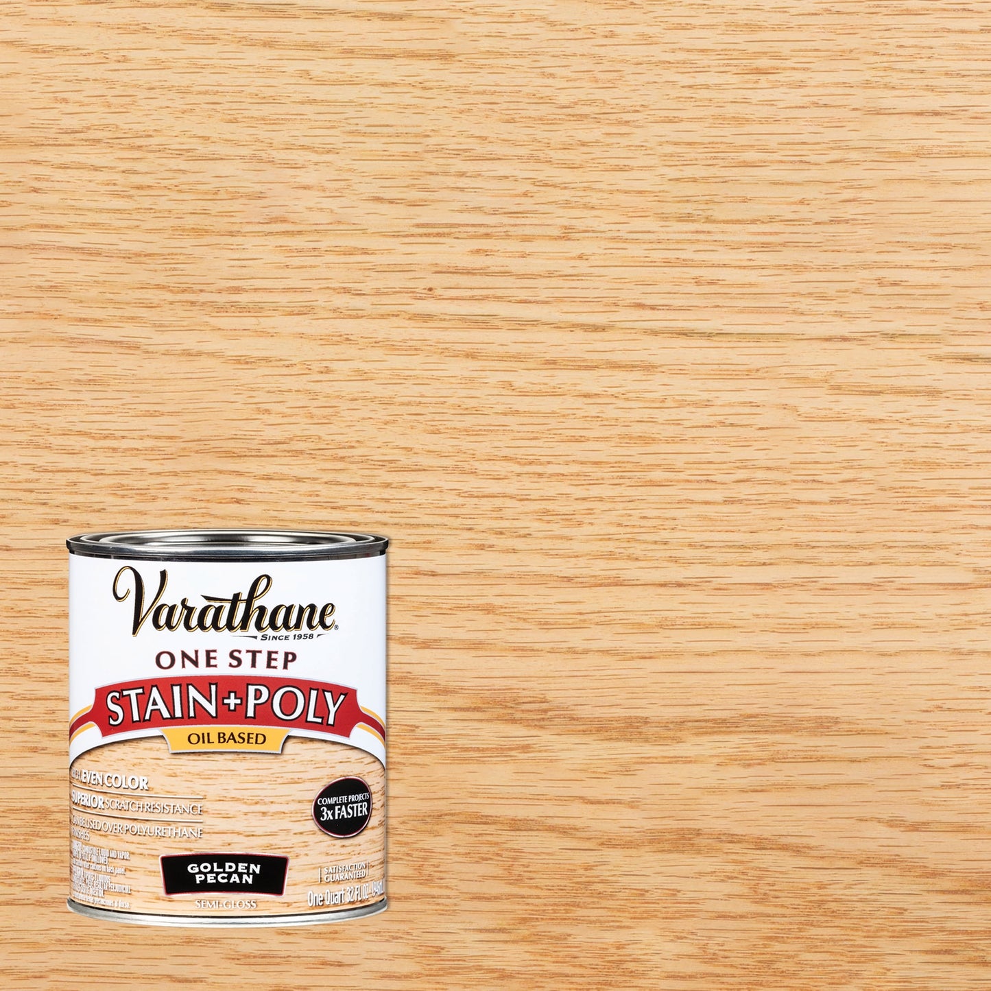 2 Pack, Golden Pecan, Varathane Stain + Polyurethane Oil-Based, Semi-Gloss -225243H, Quart