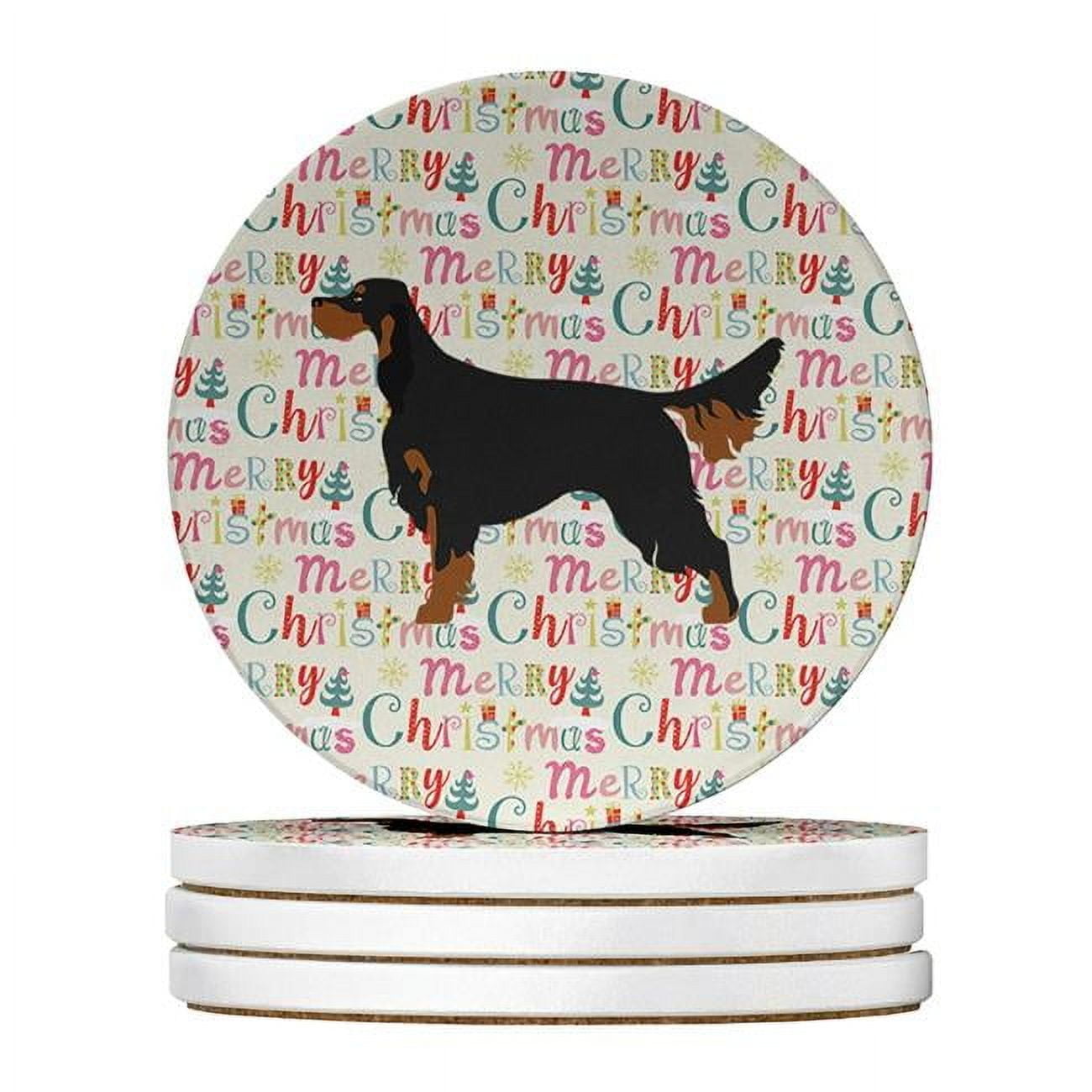 Gordon Setter Merry Christmas Large Sandstone Coasters Pack of 4 4 in x 4 in