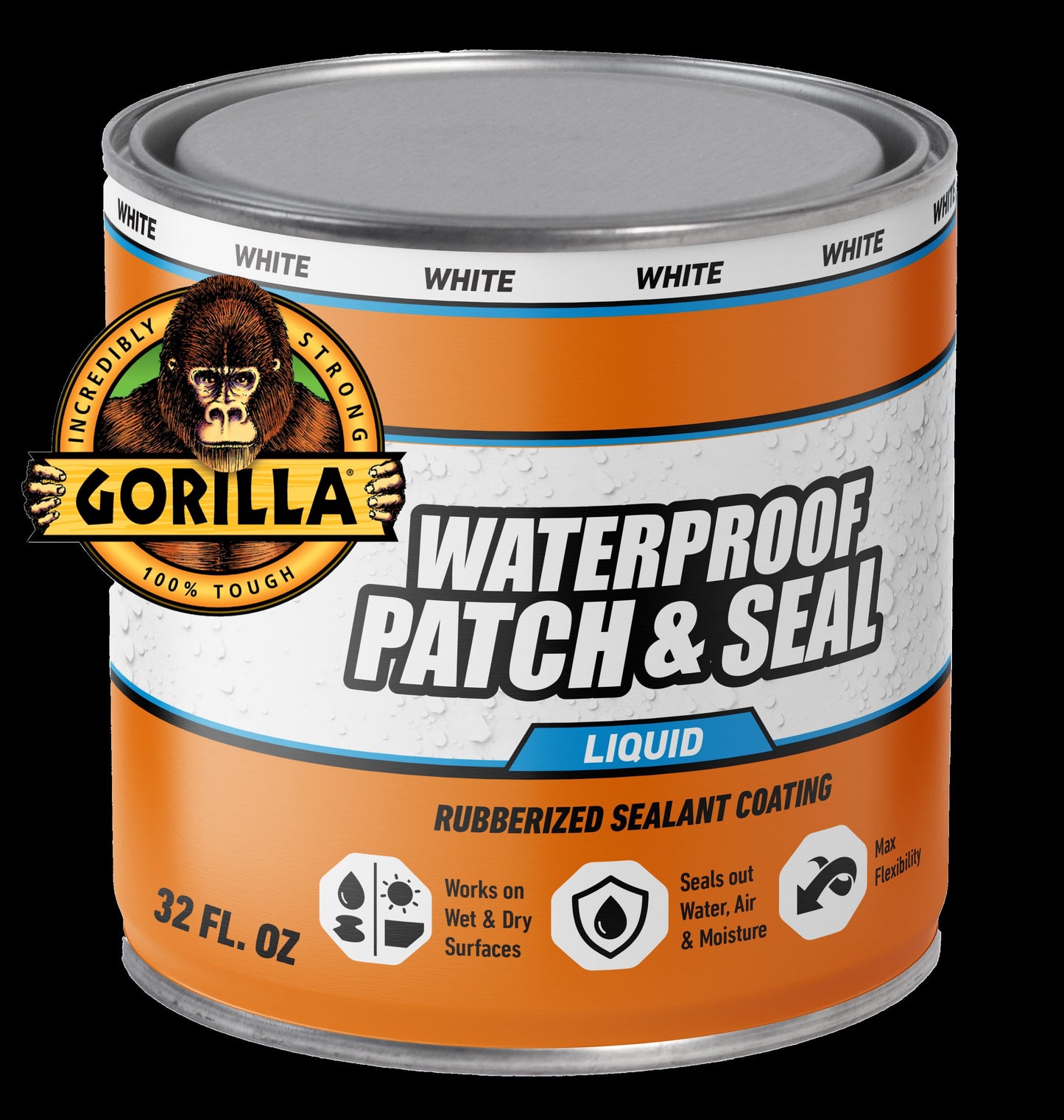 Gorilla Patch & Seal Liquid Rubber Waterproof Sealant, White, 32 Ounce