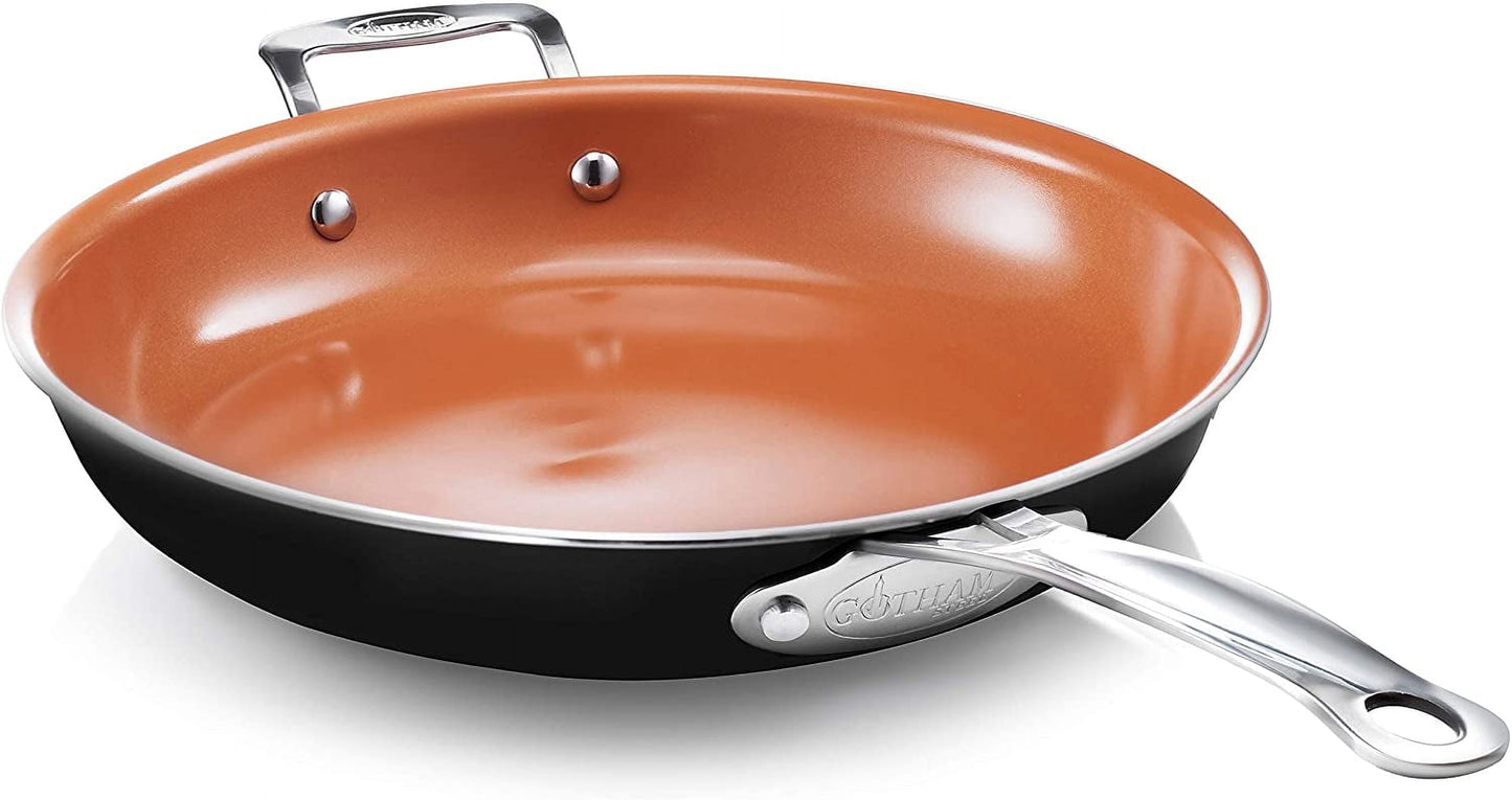 Gotham Steel Diamond 12†Ceramic Non Stick Frying Pan, 12 Inch Frying Pan with Helper Handle and Stay Cool Handles, Ultra Durable Nonstick Frying Pans, Graphite